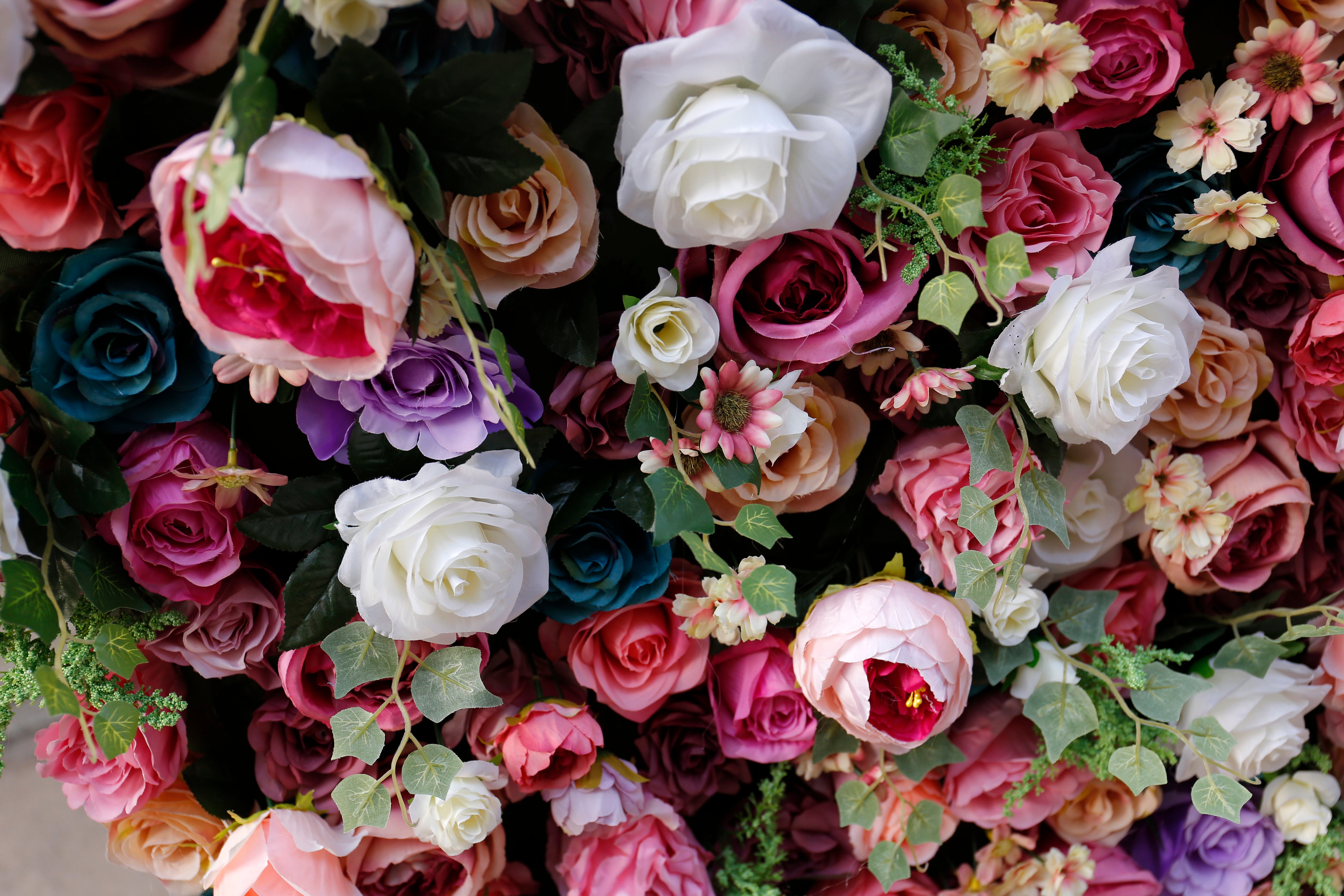 High-Density Mixed Color Artificial Rose Roll Up Flower Wall ACFW-006