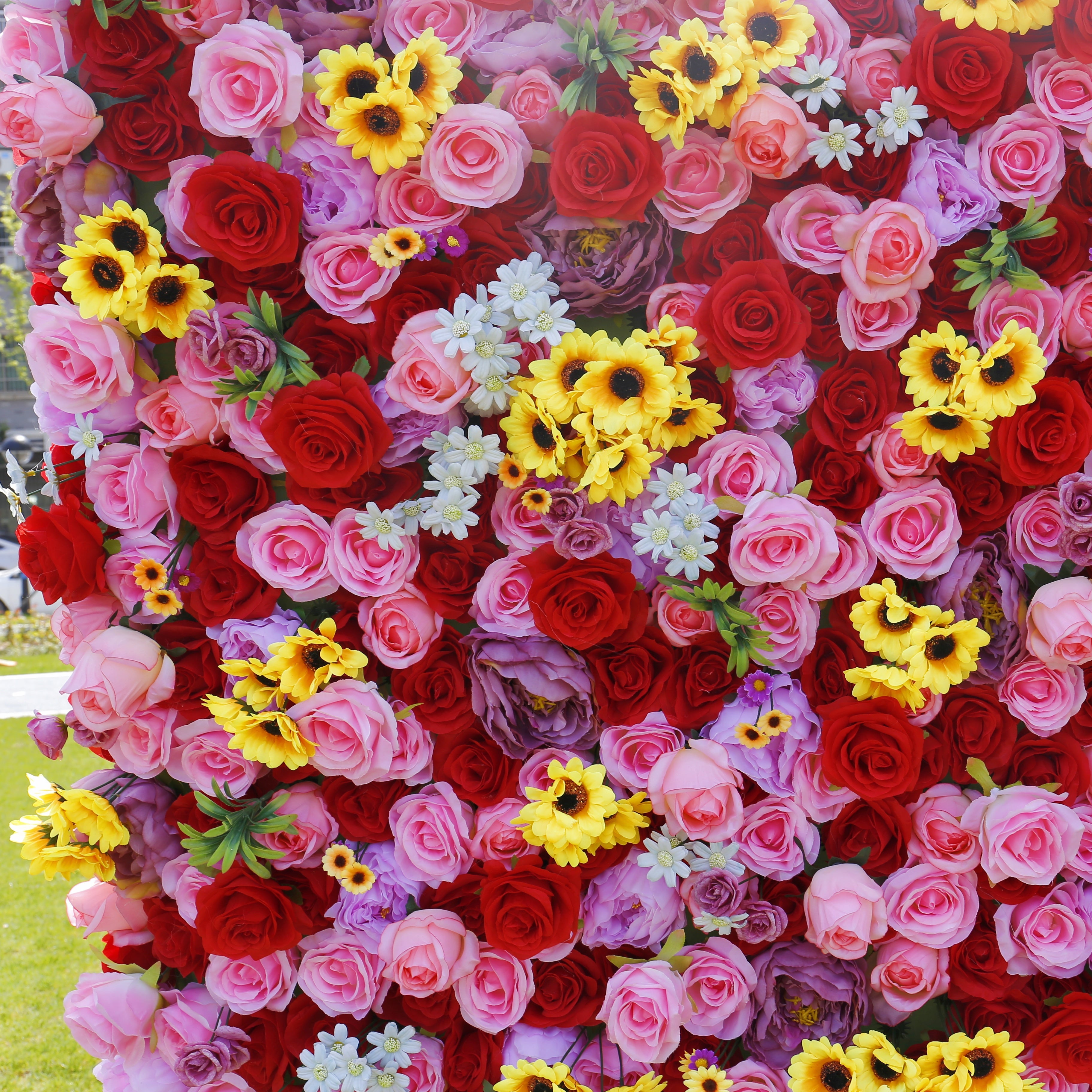 Red Pink Sunflower Flower Wall Panel Backdrop For Wedding Decor ACFW-009