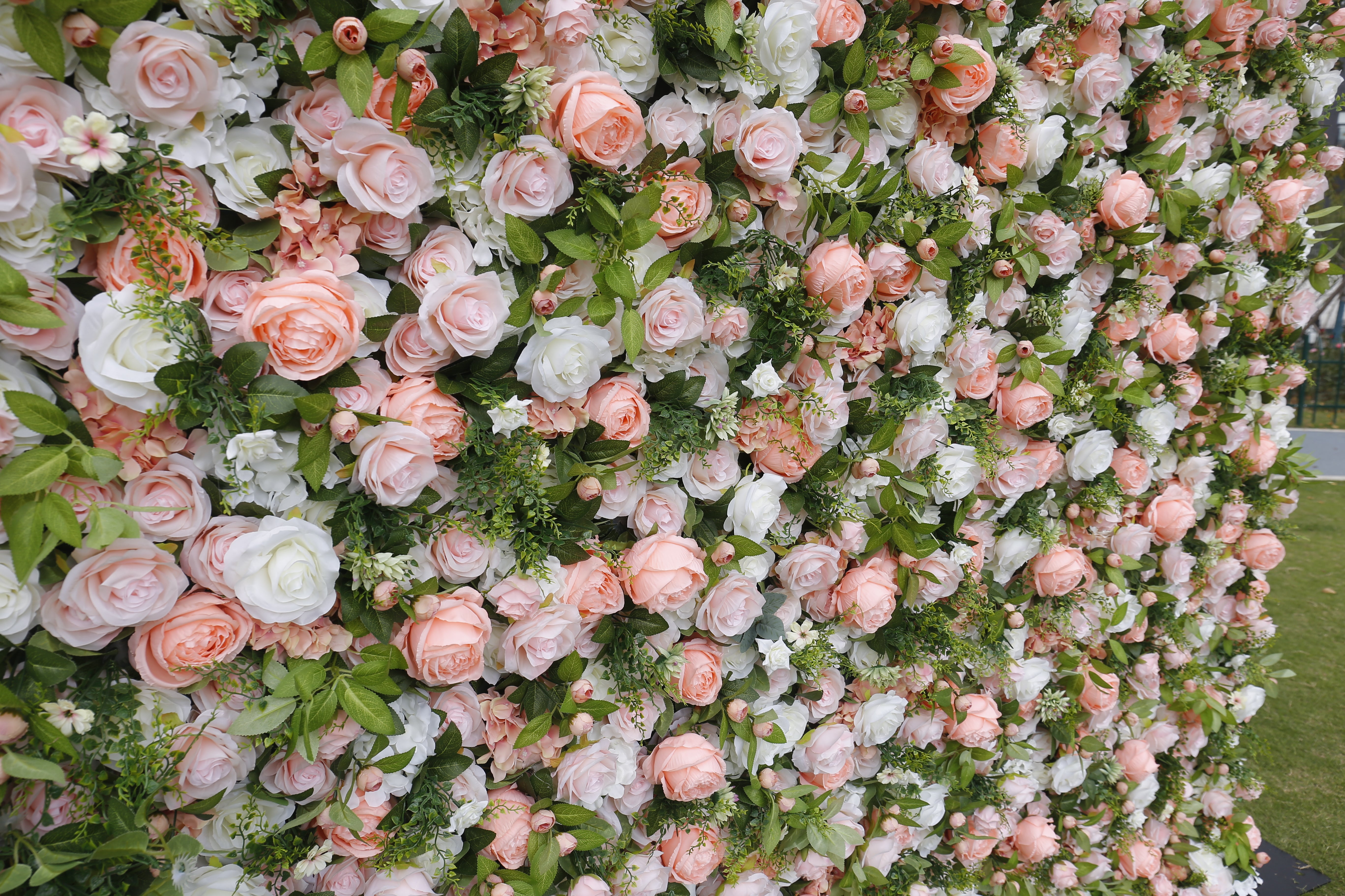 3D White Silk Rose Pink Cloth Peony Artificial Hanging Flower Wall ACFW-012