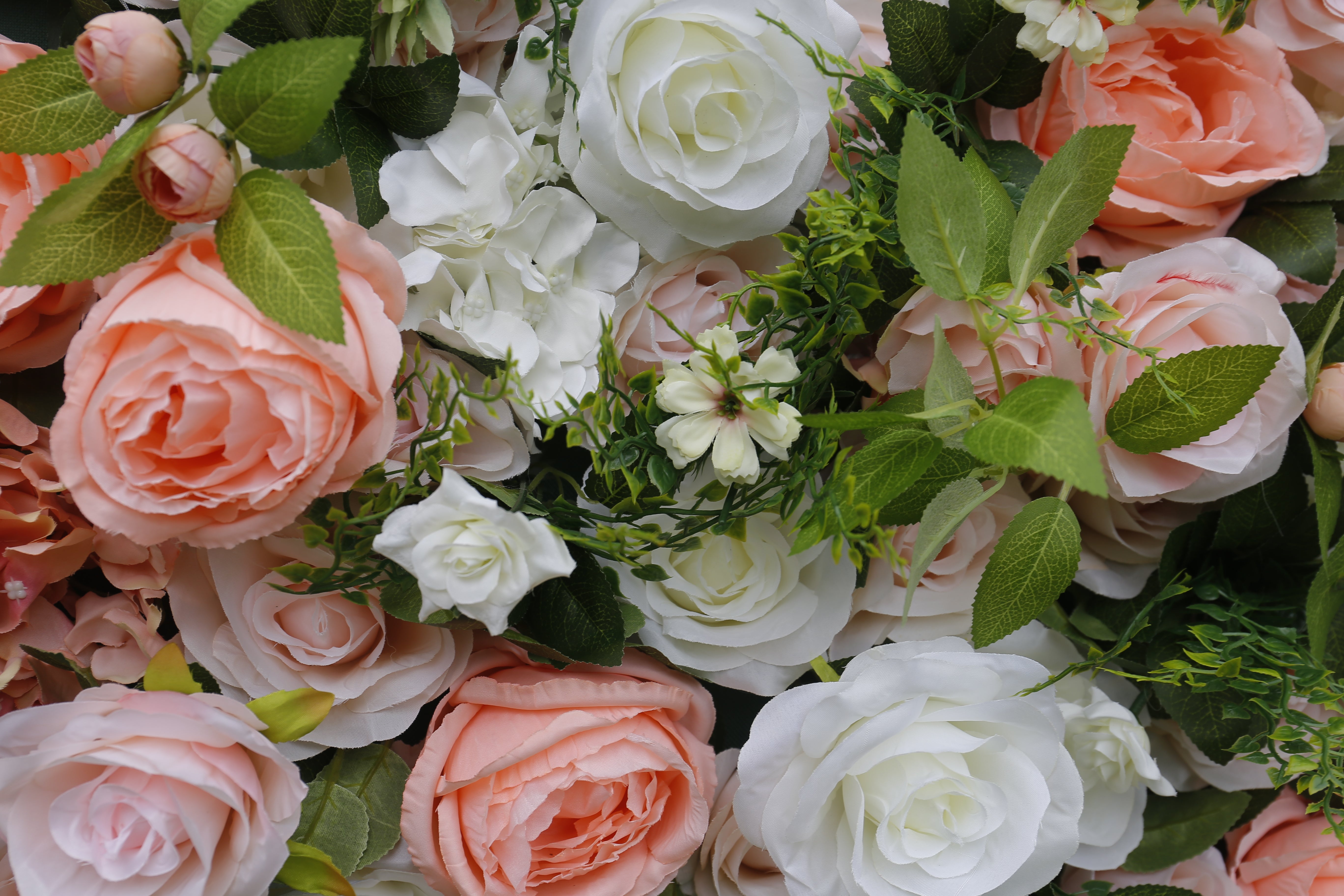 3D White Silk Rose Pink Cloth Peony Artificial Hanging Flower Wall ACFW-012