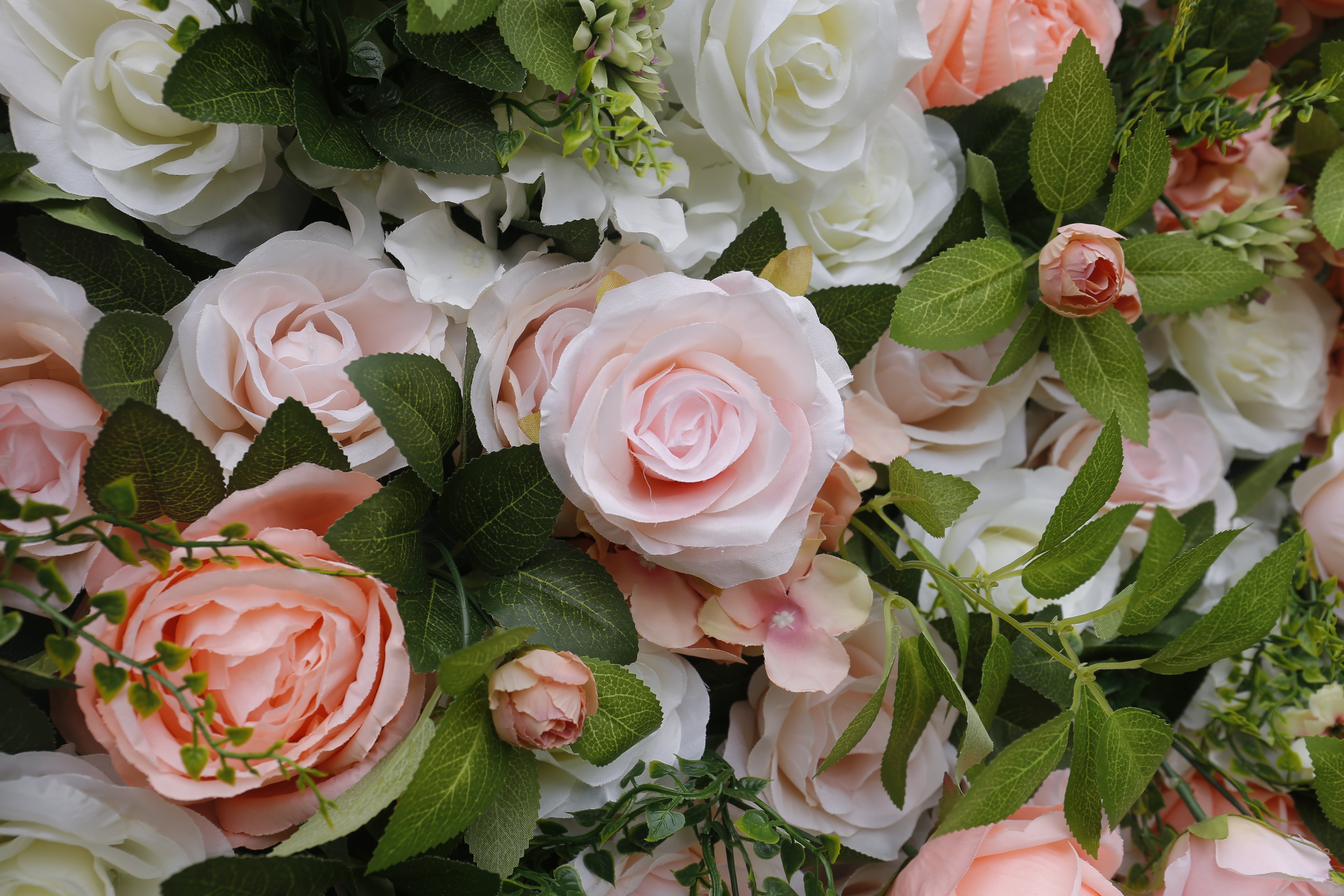 3D White Silk Rose Pink Cloth Peony Artificial Hanging Flower Wall ACFW-012