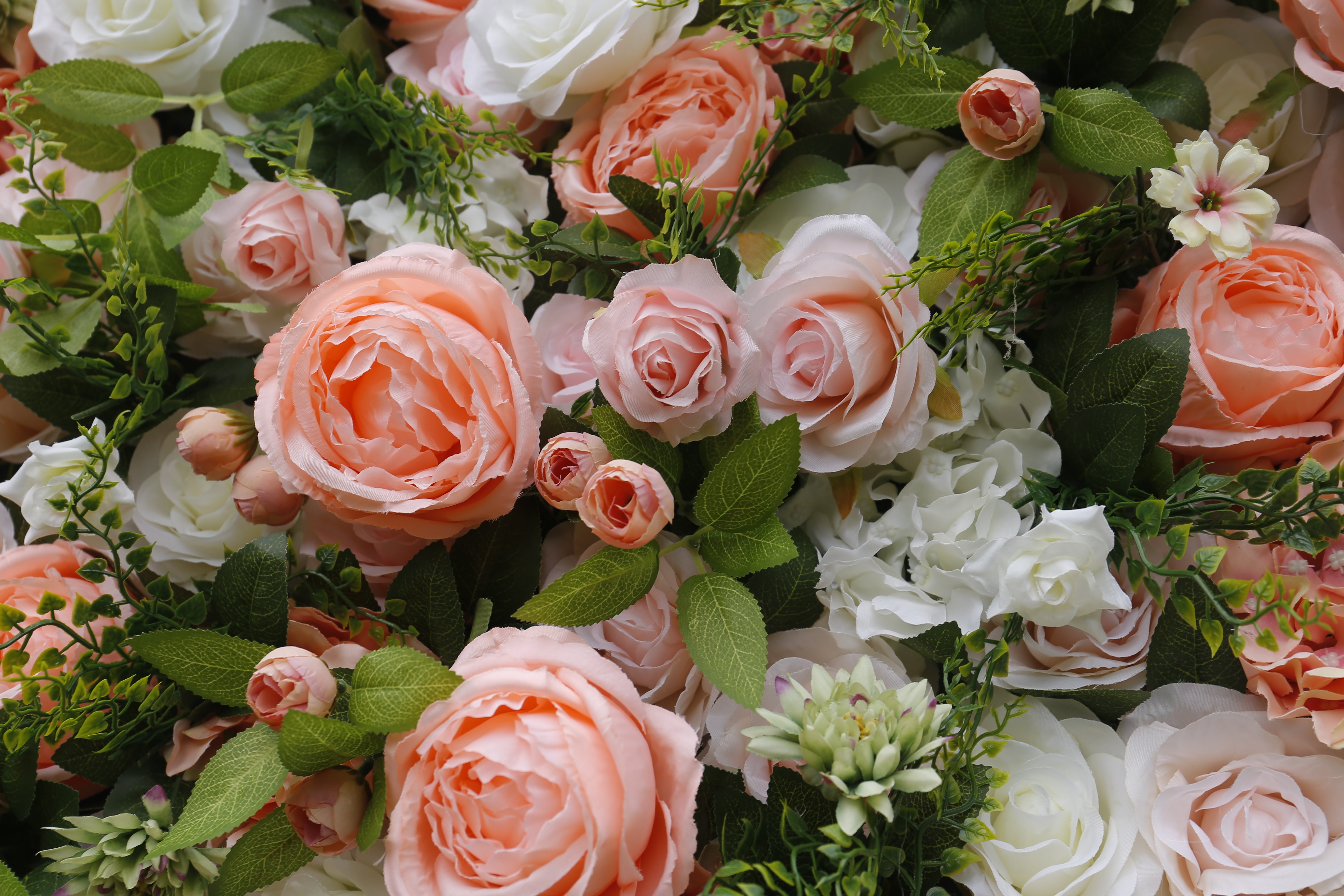 3D White Silk Rose Pink Cloth Peony Artificial Hanging Flower Wall ACFW-012