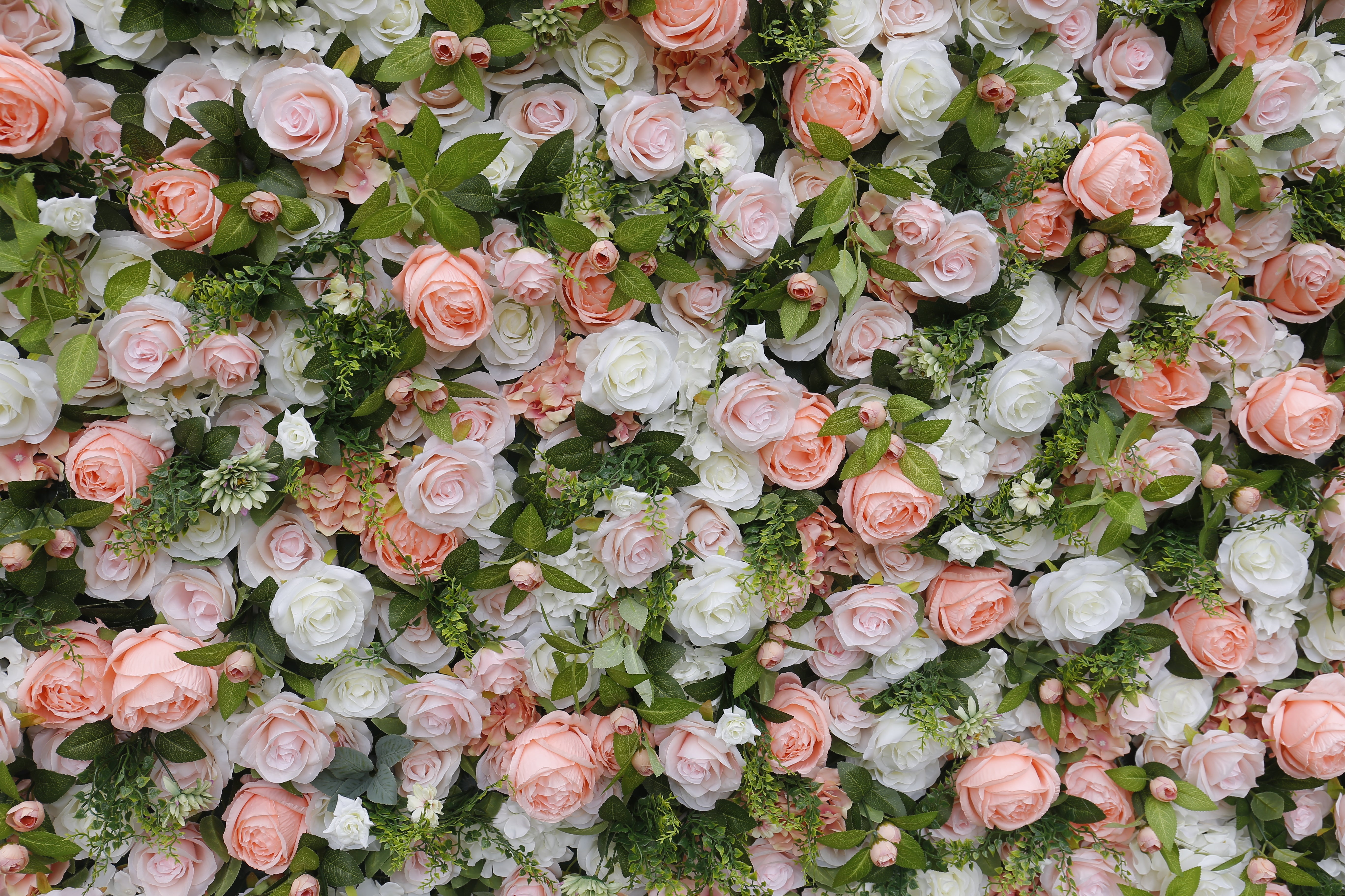 3D White Silk Rose Pink Cloth Peony Artificial Hanging Flower Wall ACFW-012