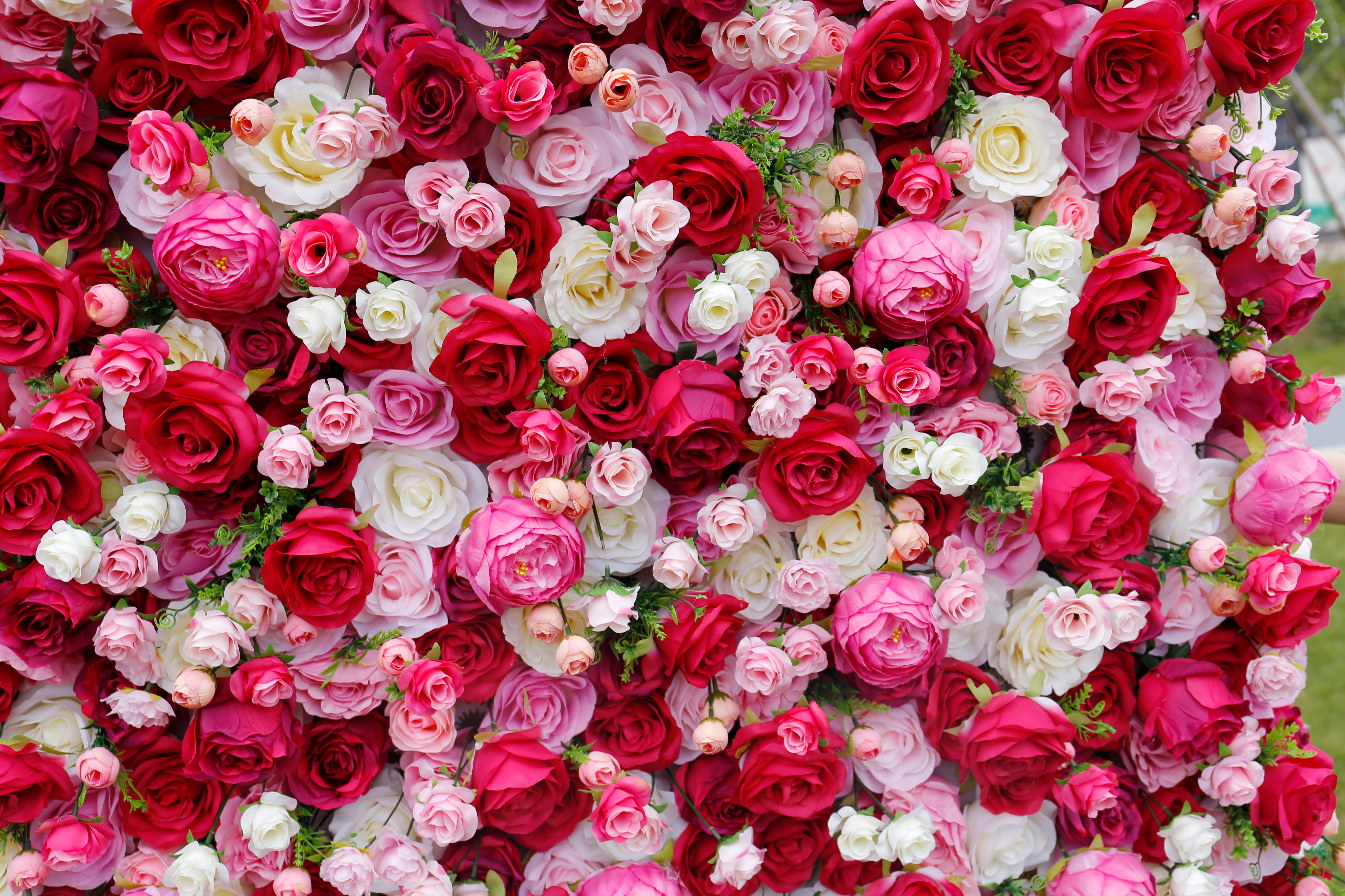 5D Artificial Red Pink White Rose Roll Up Curtain Flower Wall ACFW-016