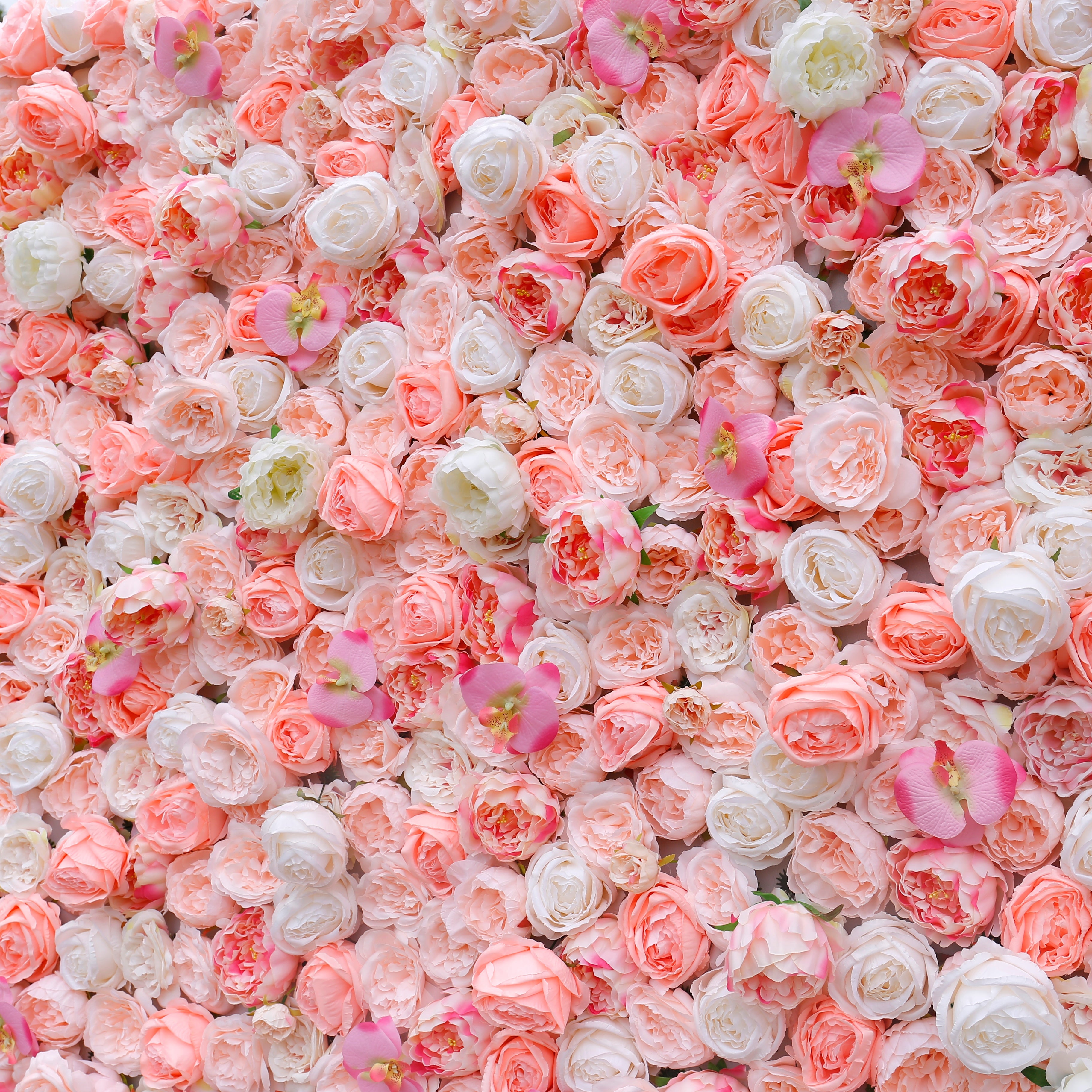 5D Silk Pink White Roses Roll Up Artificial Flower Wall Backdrop ACFW-019