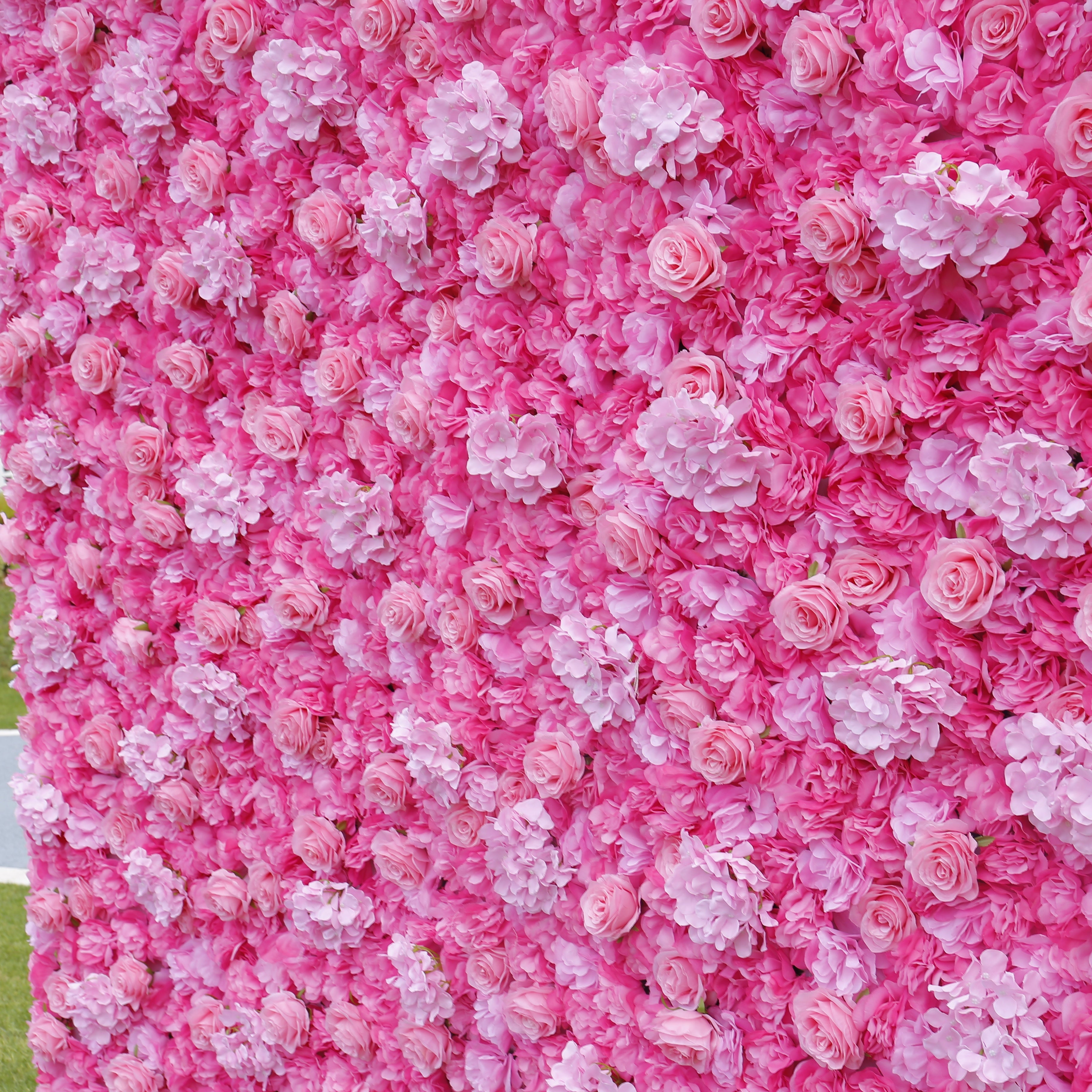 Handmade Fabric Pink Hydrangea & Rose Wedding Artificial Floral Wall ACFW-022