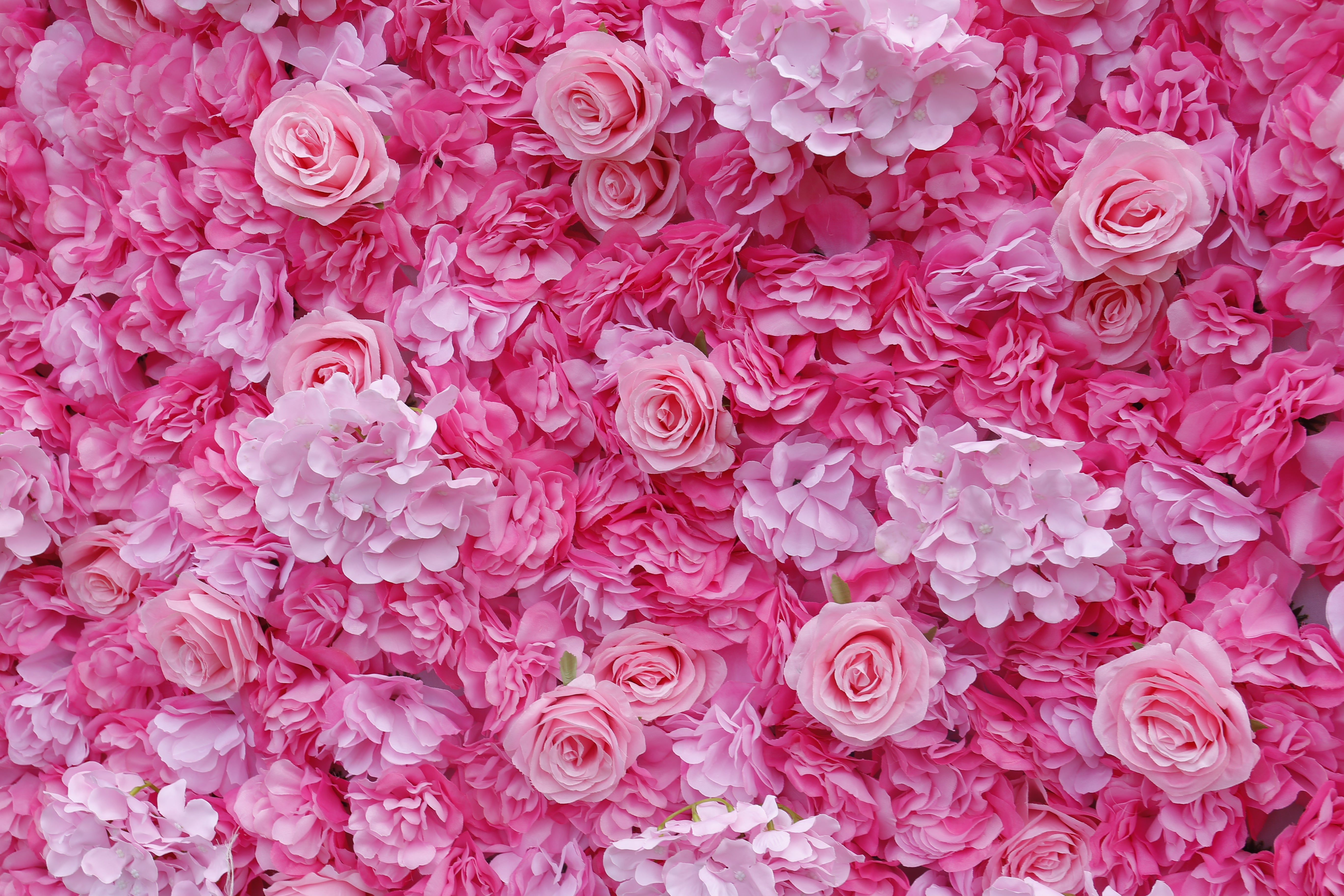 Custom Fabric White Pink Rose & hydrangea Hanging Artificial Floral Wall ACFW-022