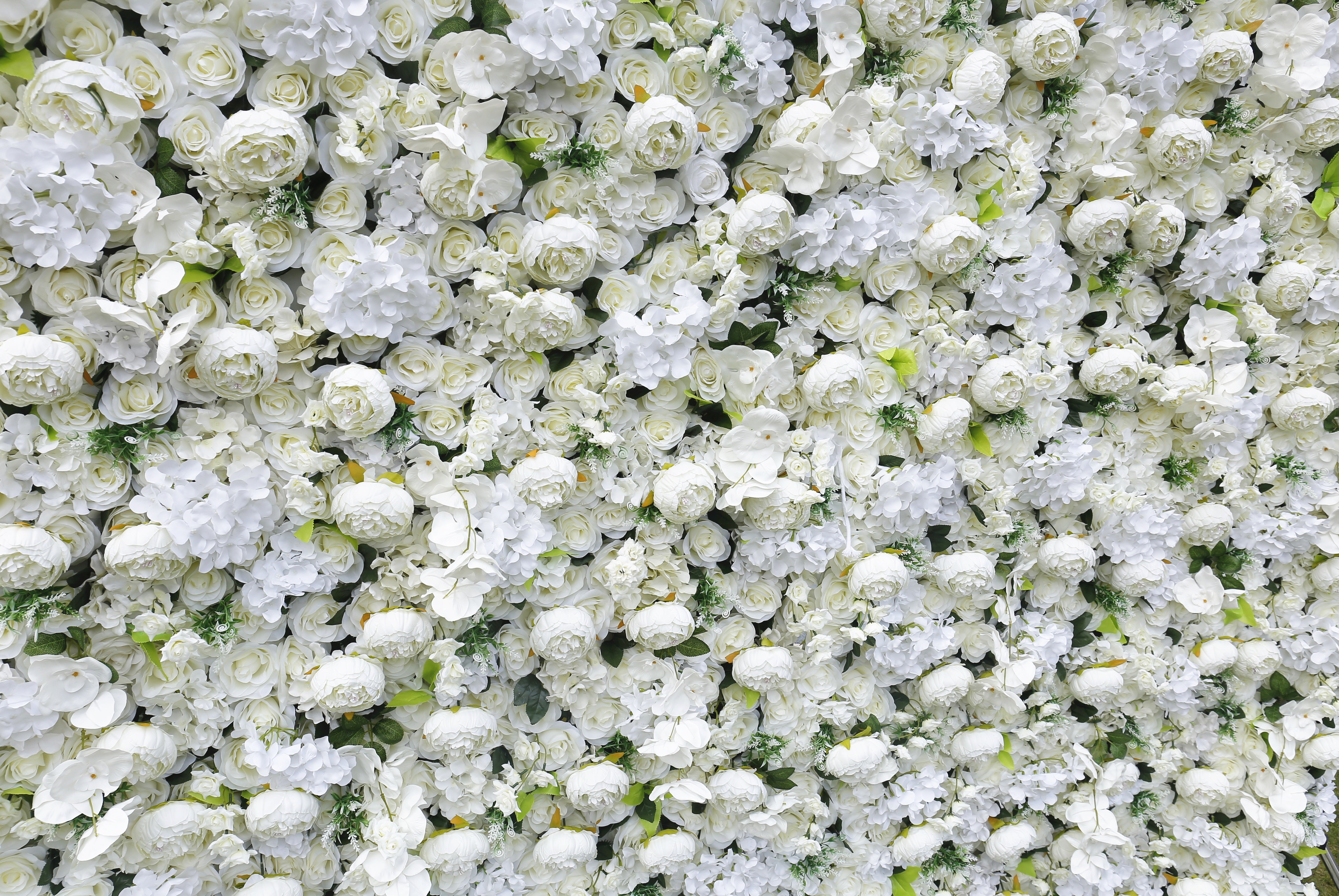 Custom Fabric White Pink Rose & hydrangea Hanging Artificial Floral Wall ACFW-022