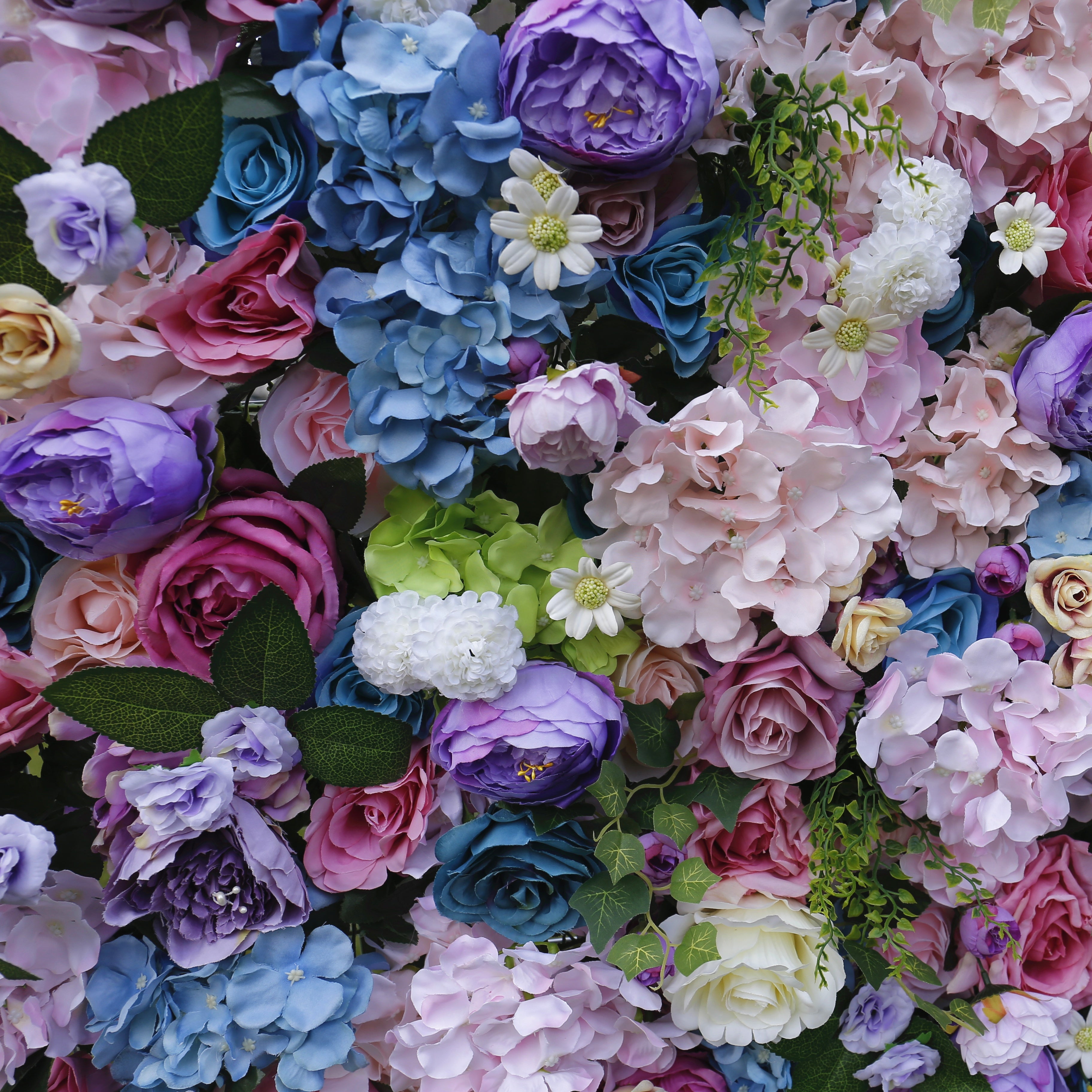 Handmade Lavender Purple Mixed Roses Rolling Up Curtain Flower Wall ACFW-033