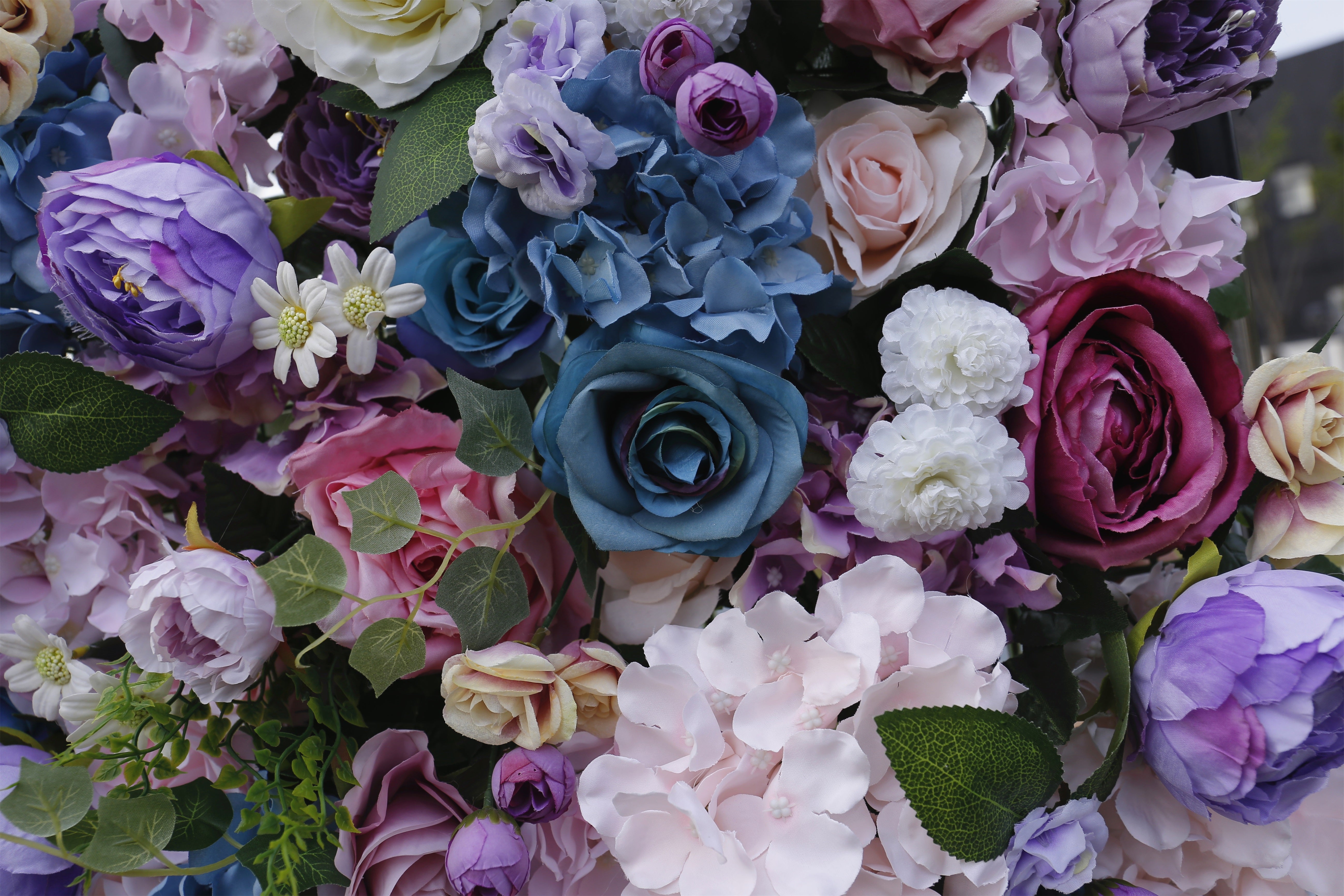 Handmade Lavender Purple Mixed Roses Rolling Up Curtain Flower Wall ACFW-033