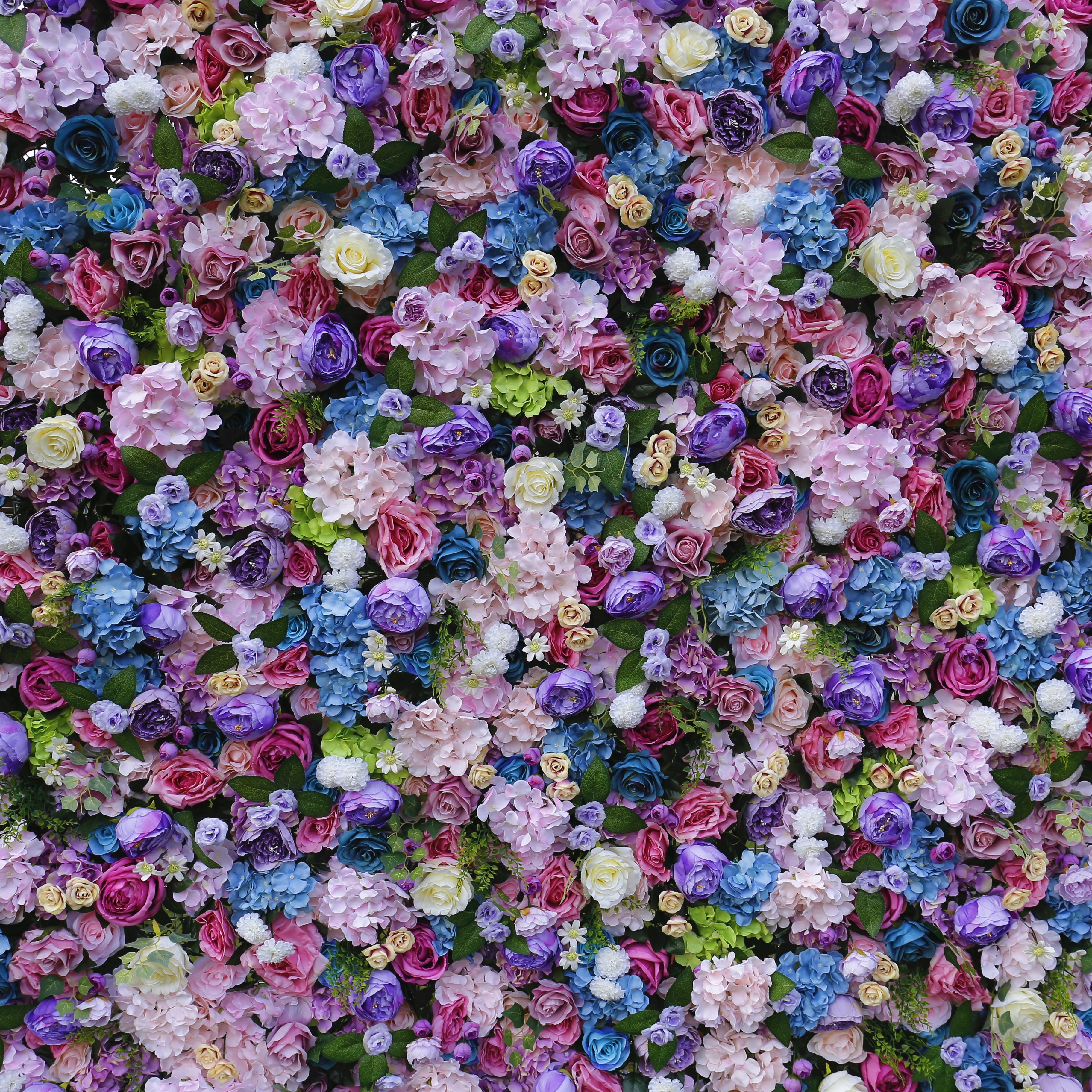 Handmade Lavender Purple Mixed Roses Rolling Up Curtain Flower Wall ACFW-033