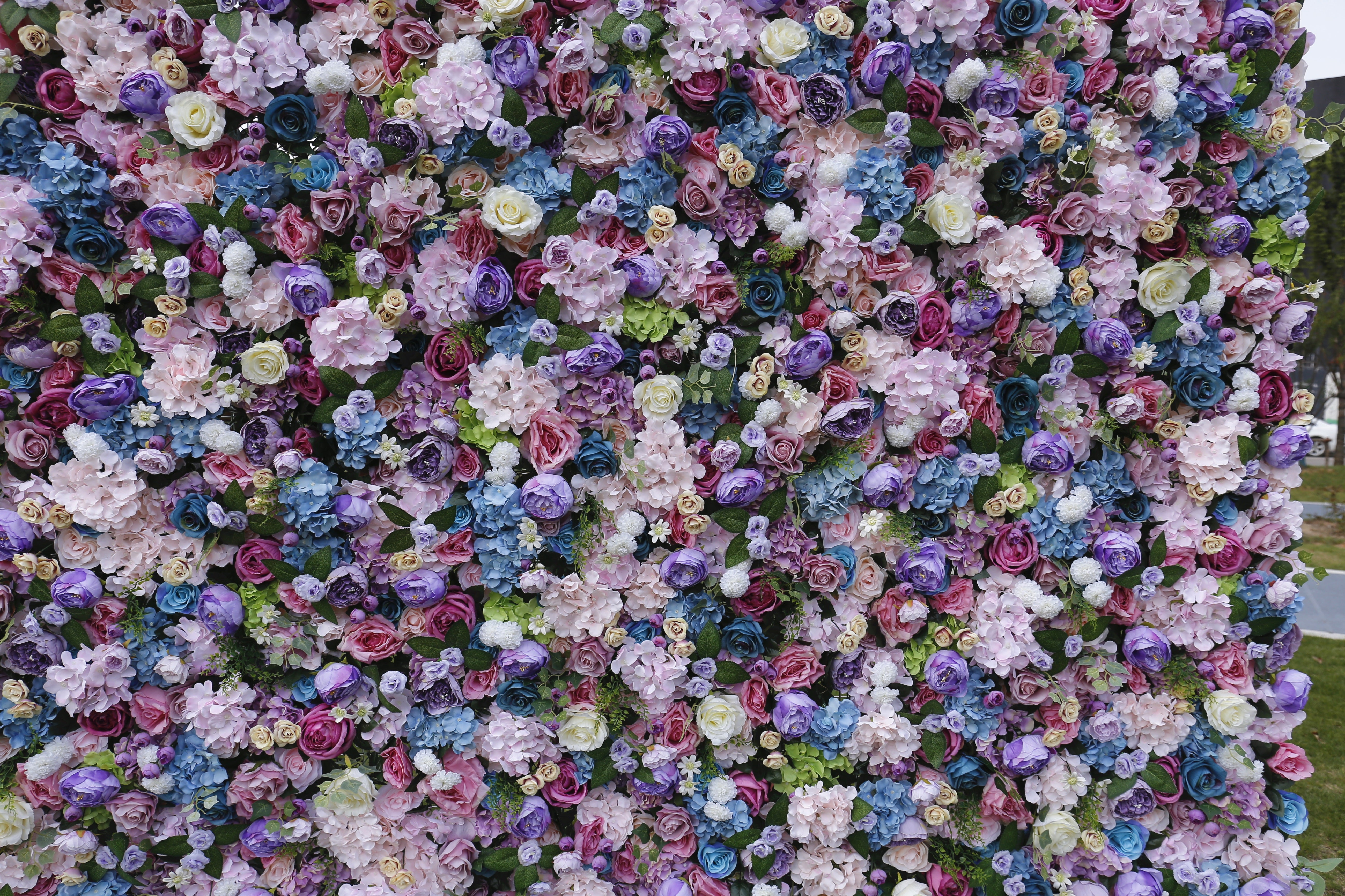 Handmade Lavender Purple Mixed Roses Rolling Up Curtain Flower Wall ACFW-033