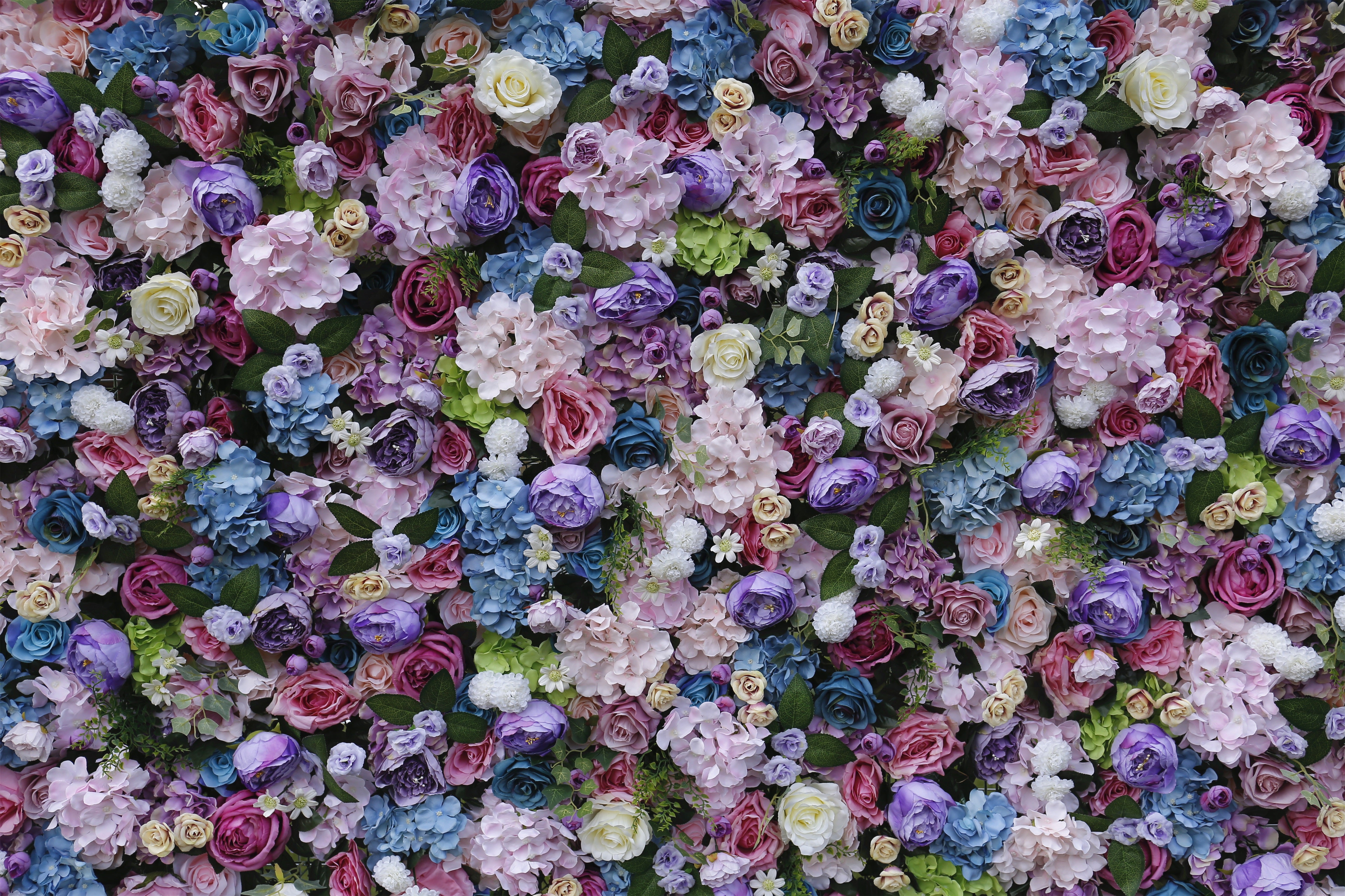 Handmade Lavender Purple Mixed Roses Rolling Up Curtain Flower Wall ACFW-033