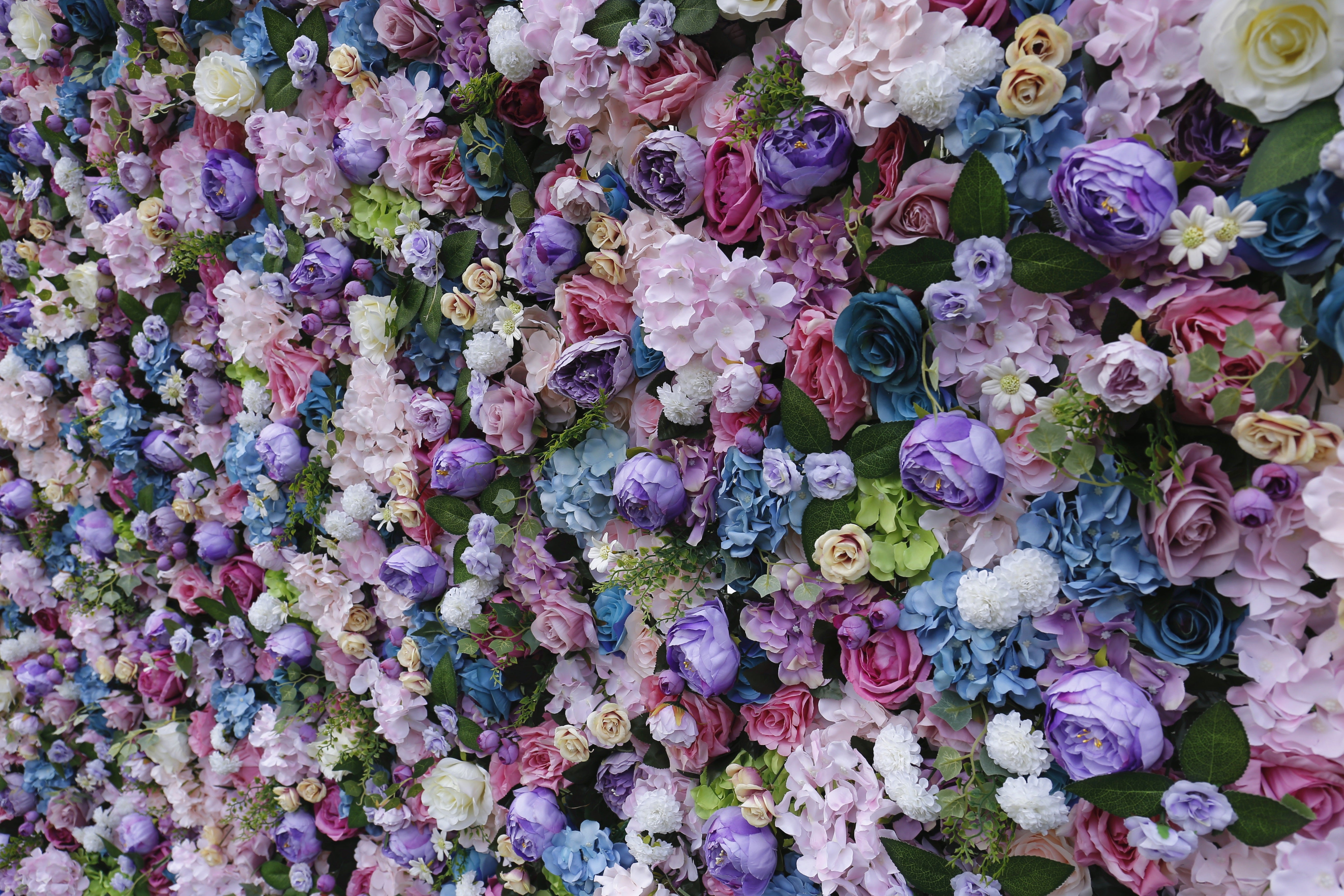 Handmade Lavender Purple Mixed Roses Rolling Up Curtain Flower Wall ACFW-033