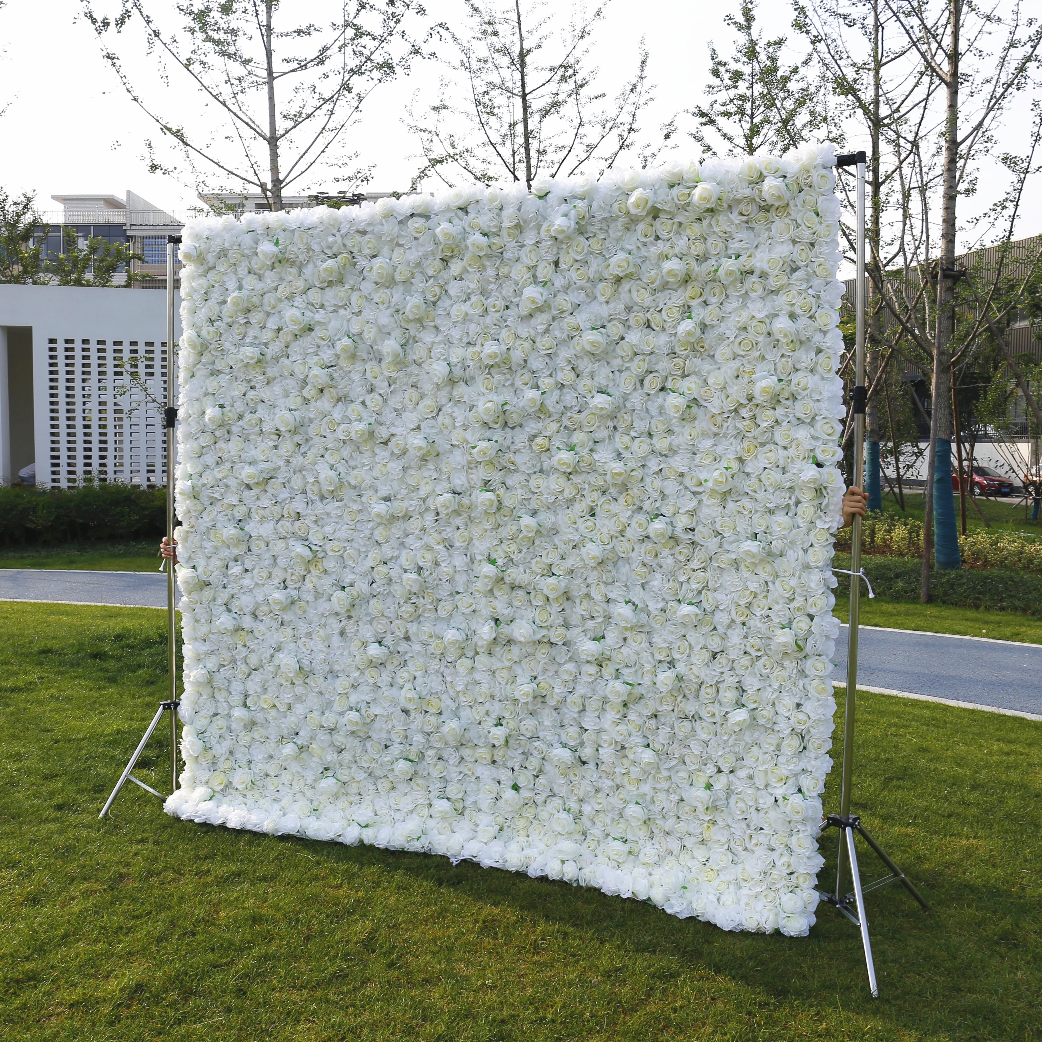 Full White Artificial Flower Wall Backdrop for Wedding Birthday Decor ACFW-061