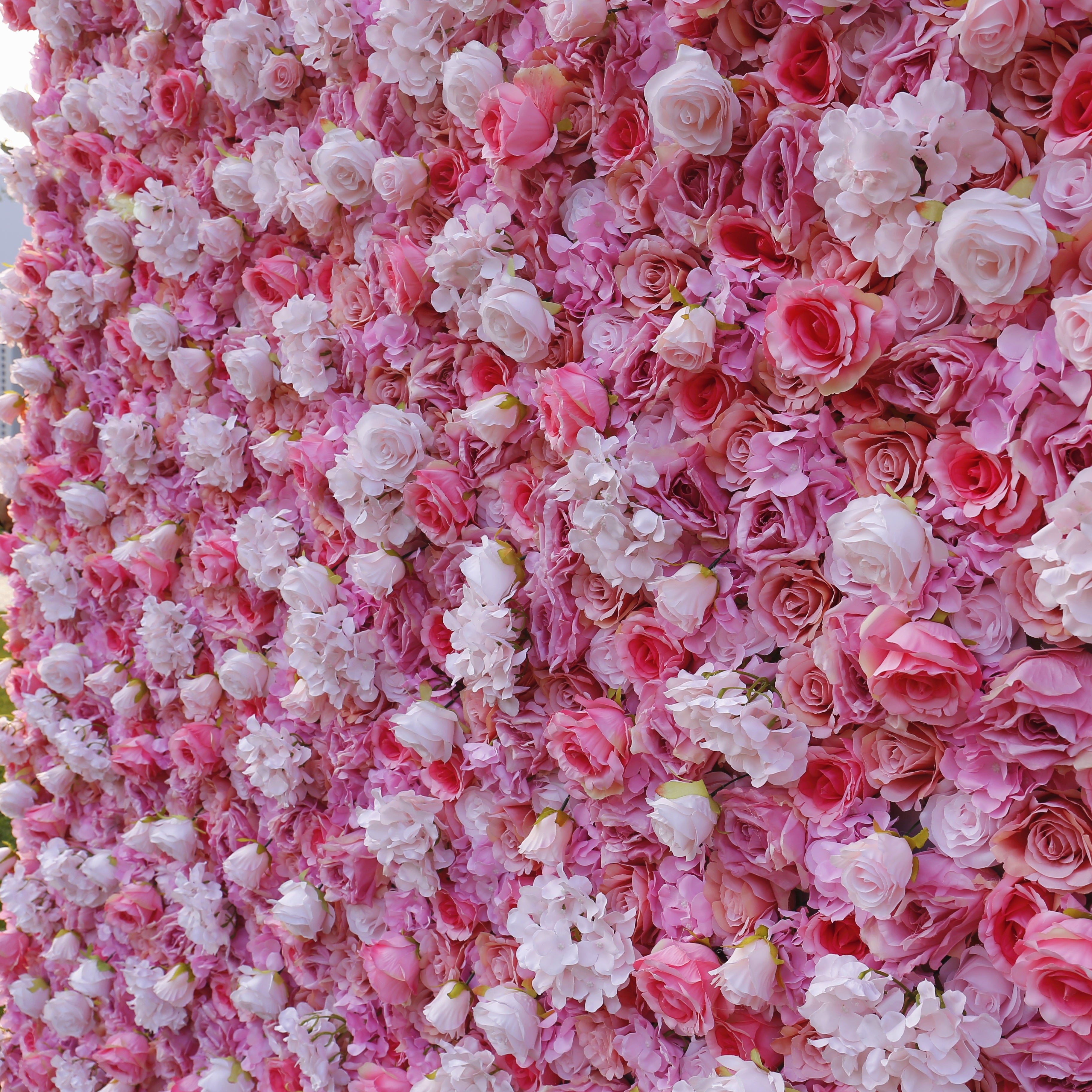 Handmade Fabric Pink Hydrangea & Rose Wedding Artificial Floral Wall ACFW-022