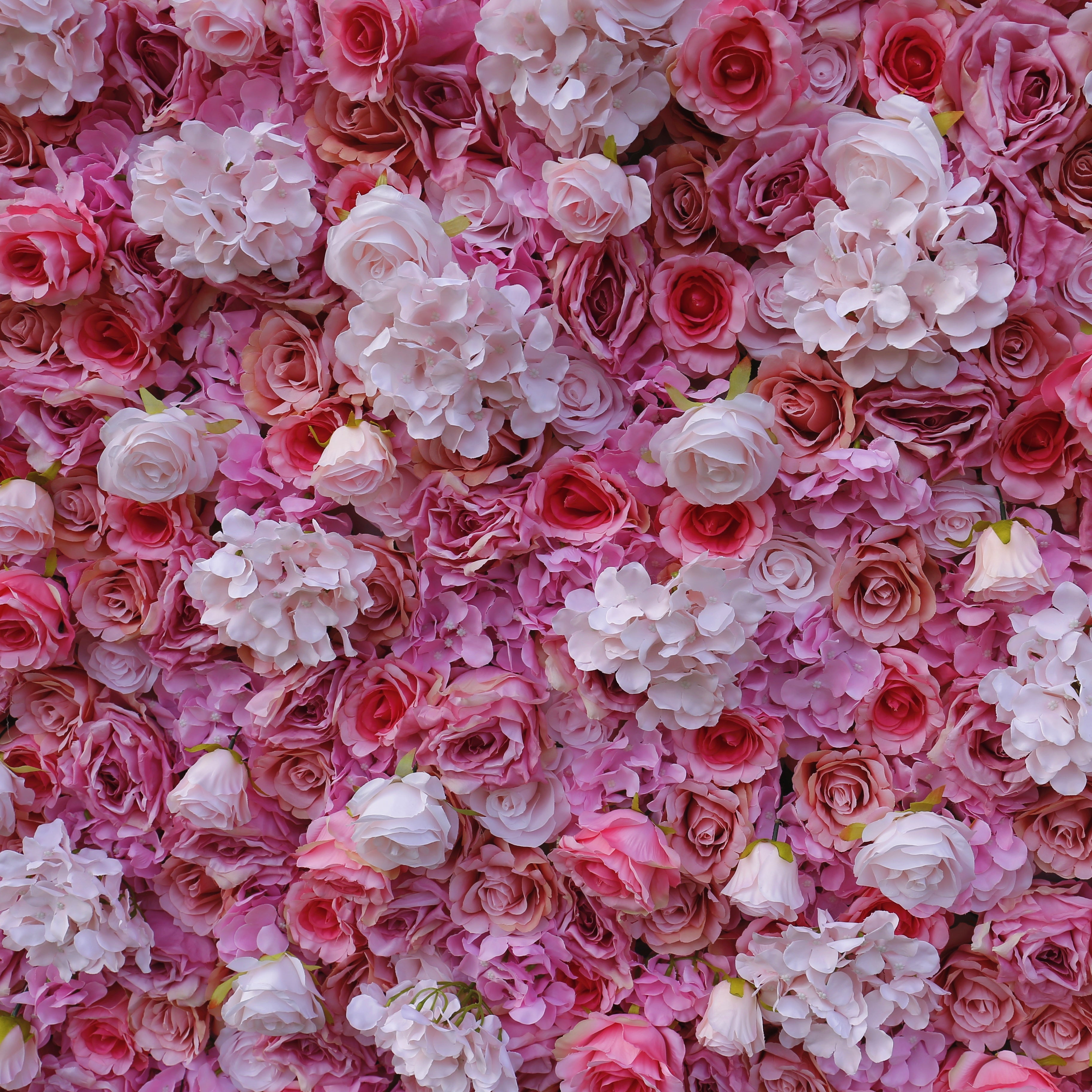 Handmade Fabric Pink Hydrangea & Rose Wedding Artificial Floral Wall ACFW-022