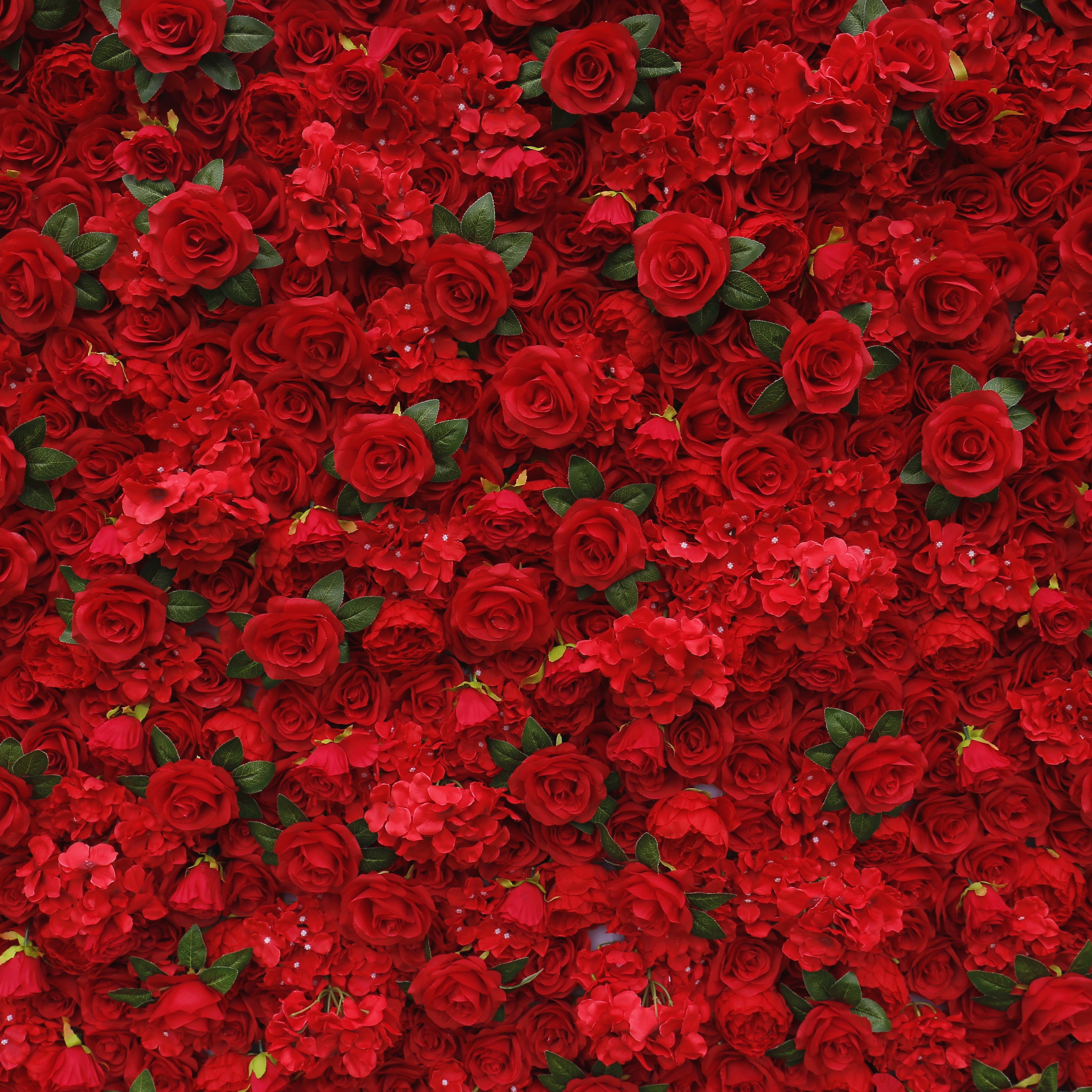 Artificial Fabric Red Rose with Hydrangea 5D Flower Wall ACFW-039