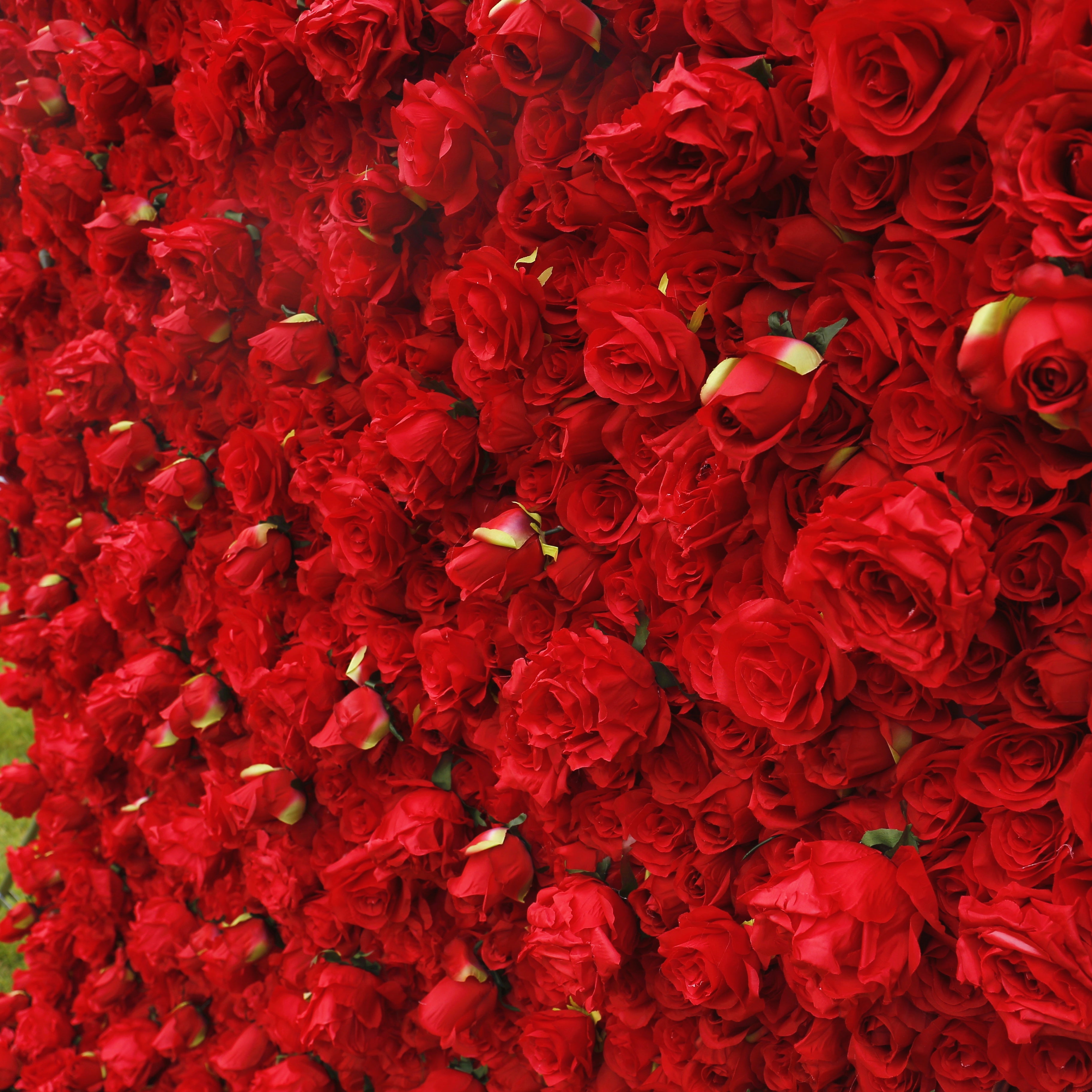 Red Roses Fabric Wedding Arrangement Roll Up Flower Wall ACFW-041