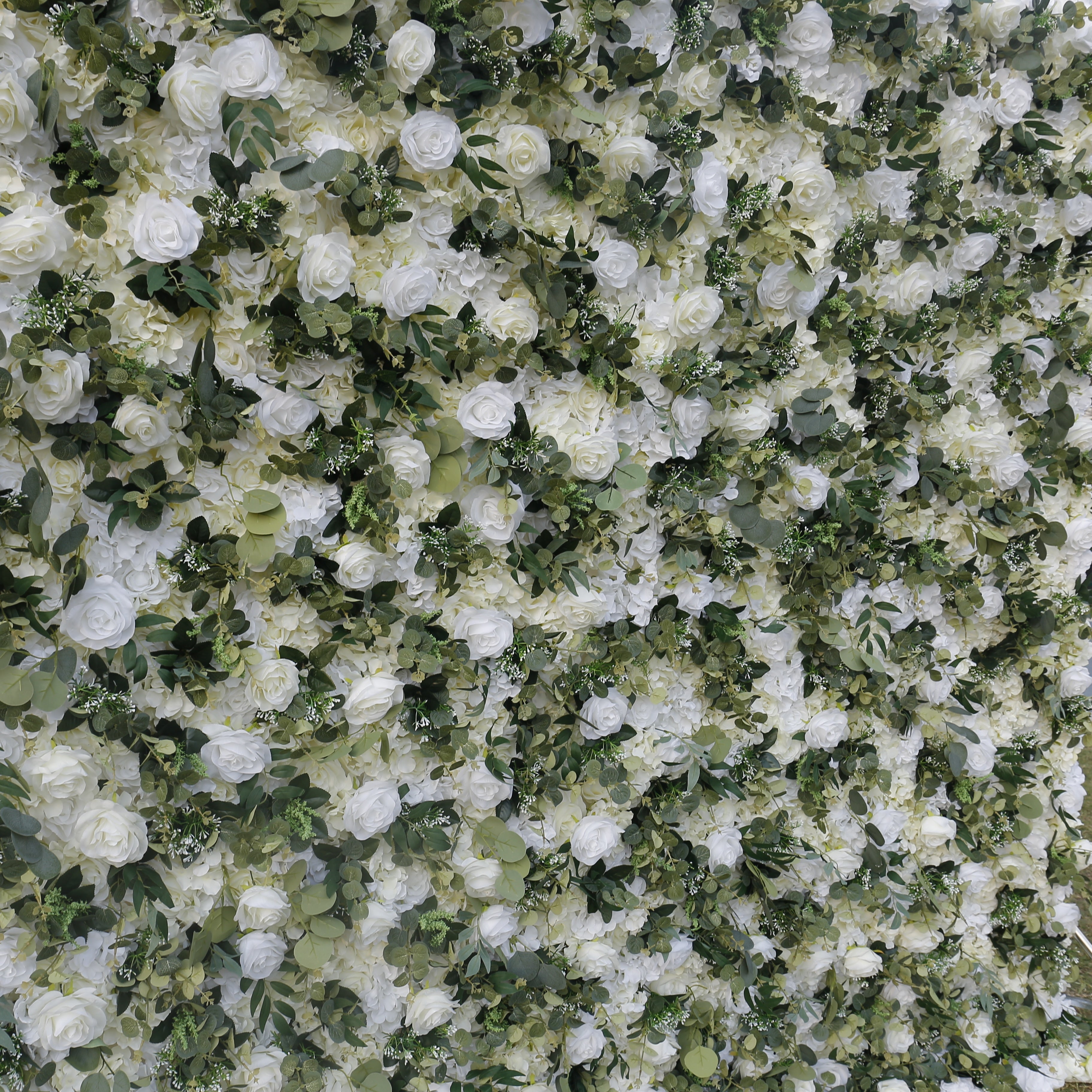 3D Green Leaves White Floral Fabric Artificial Wedding Flower Wall ACFW-049
