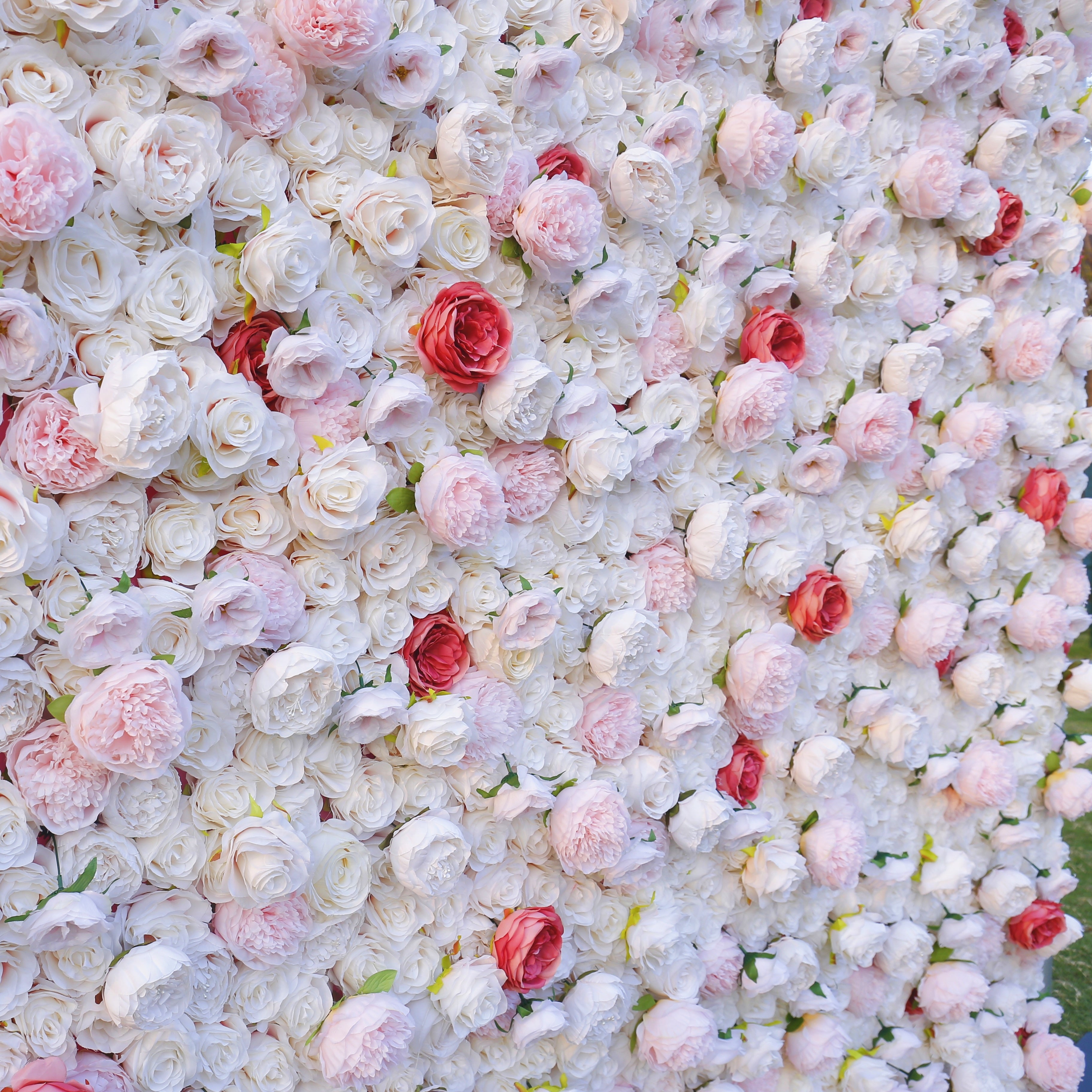 Red Pink White Fabric Rose Cloth Roll Up Flower Wall Backdrop ACFW-058