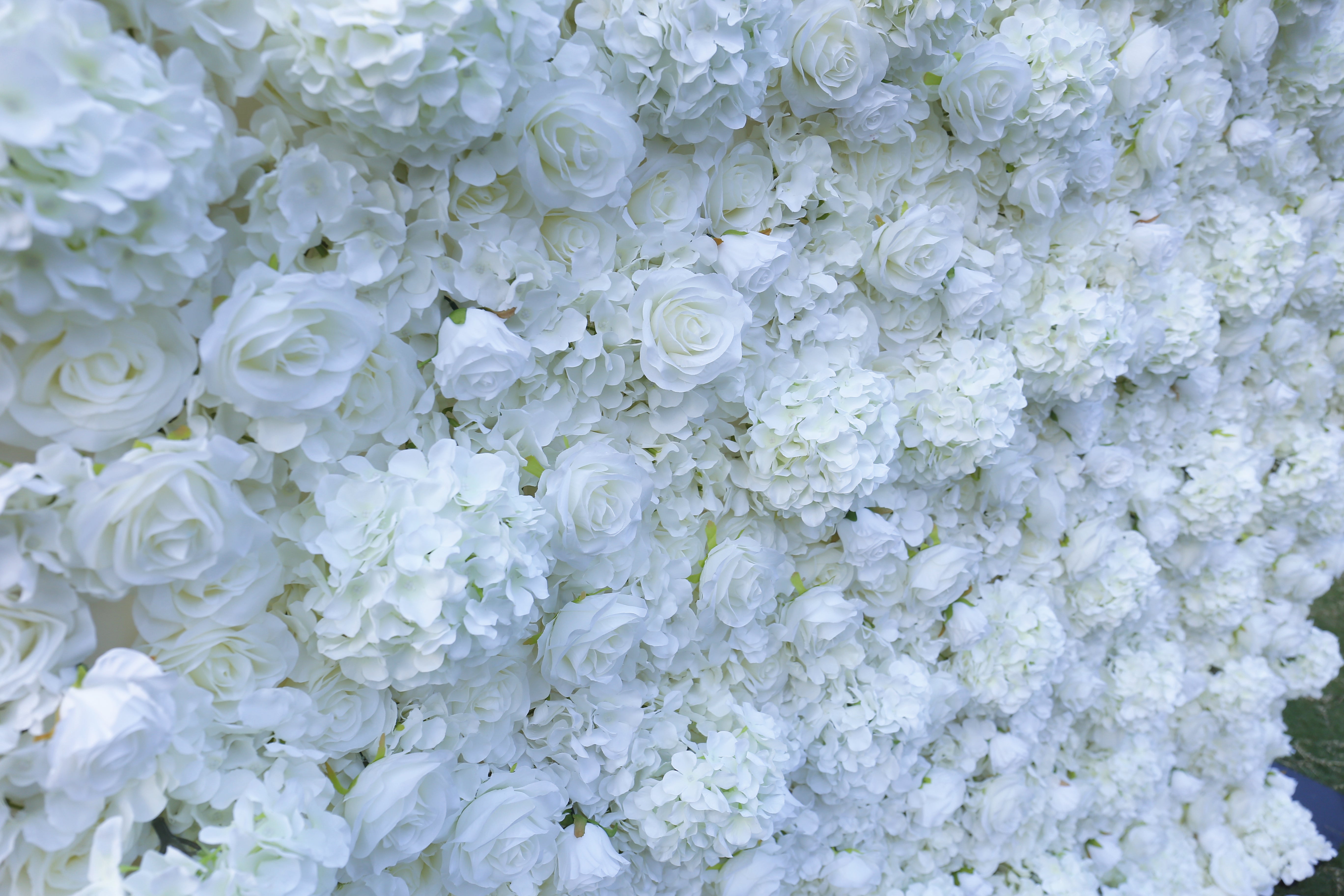 3D Silk Cloth Pure White Rose Simulated Wedding Faux Flower Wall ACFW-034