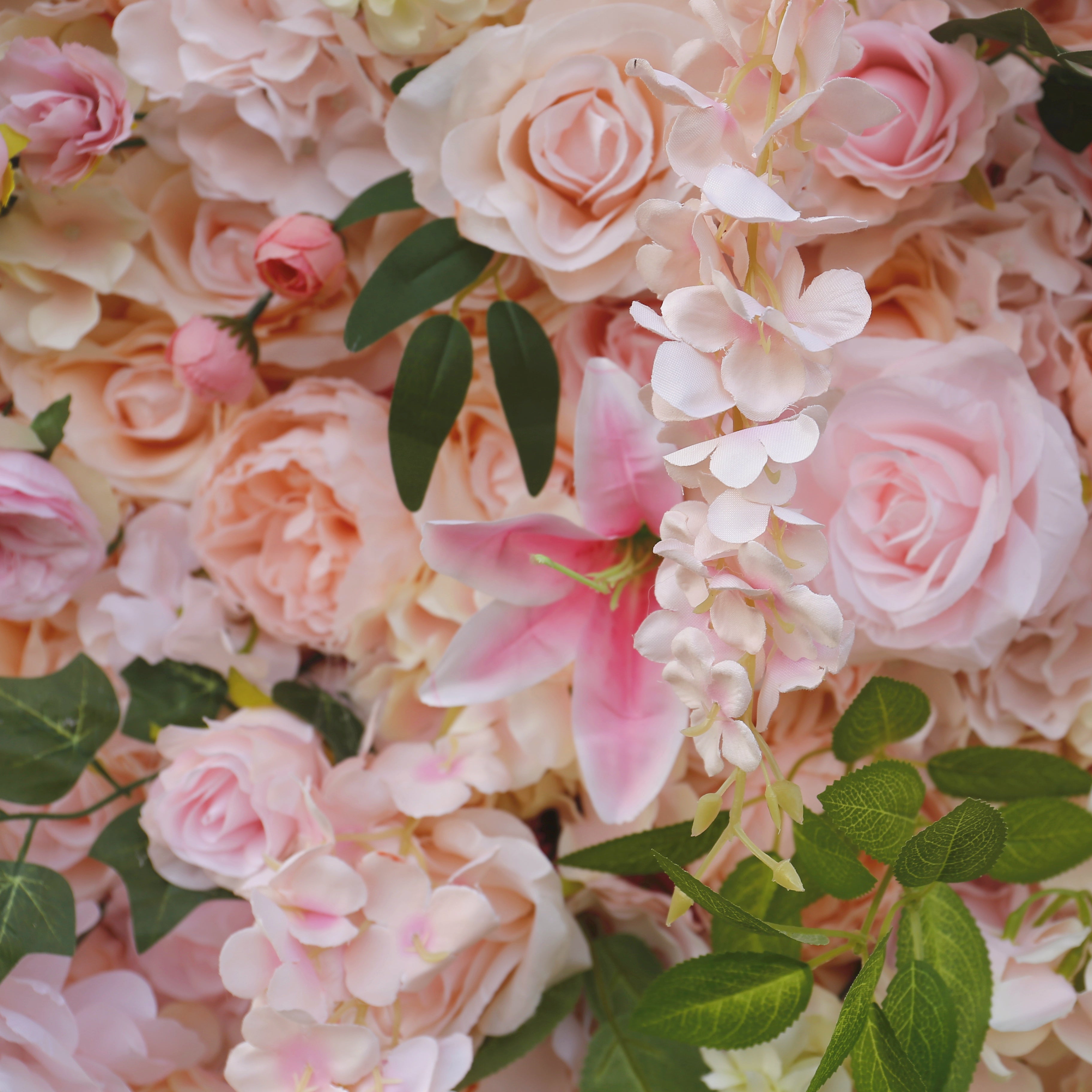 8ft Fabric Blush Pink Mixed Flowers Wedding Backdrop Flower Wall ACFW-062