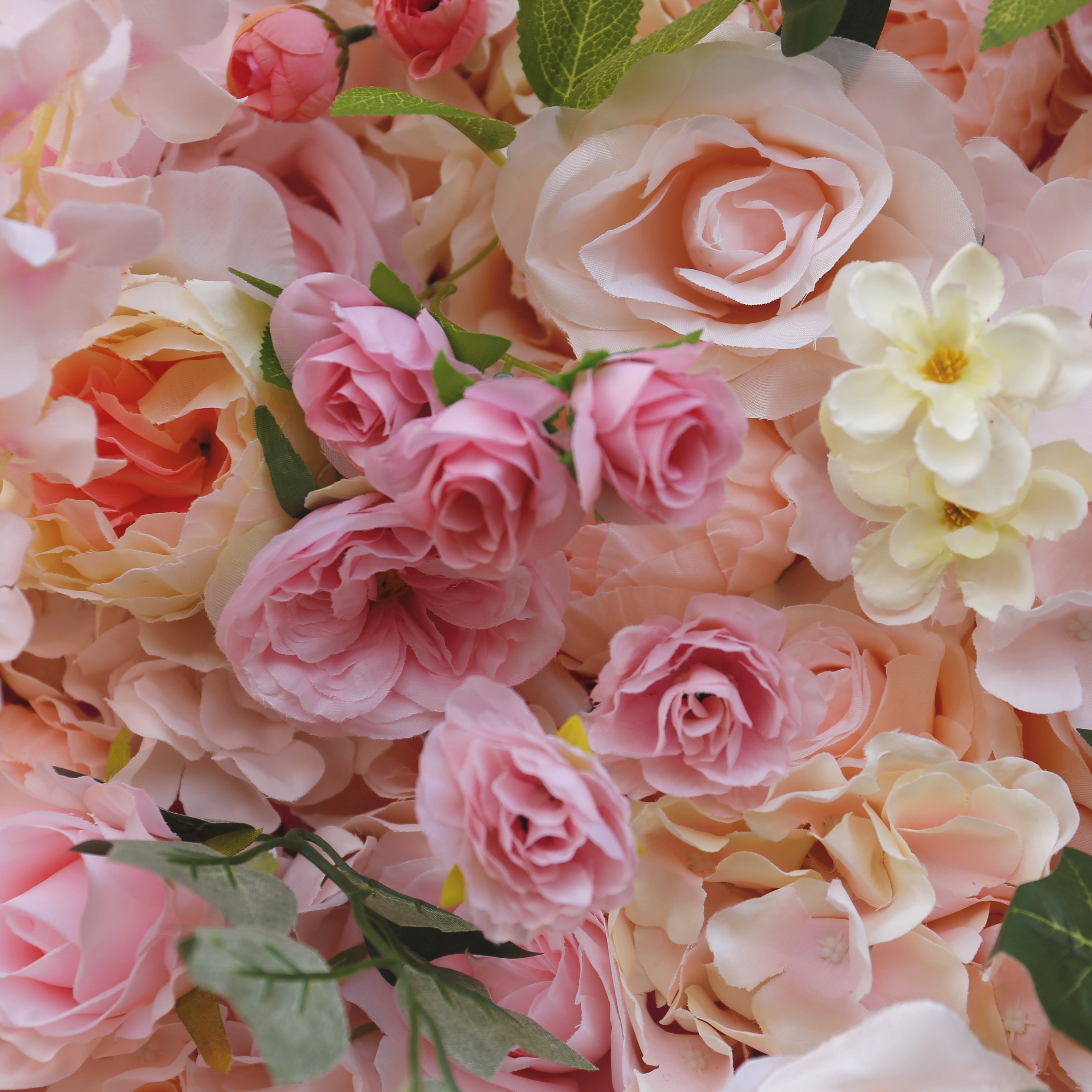 8ft Fabric Blush Pink Mixed Flowers Wedding Backdrop Flower Wall ACFW-062