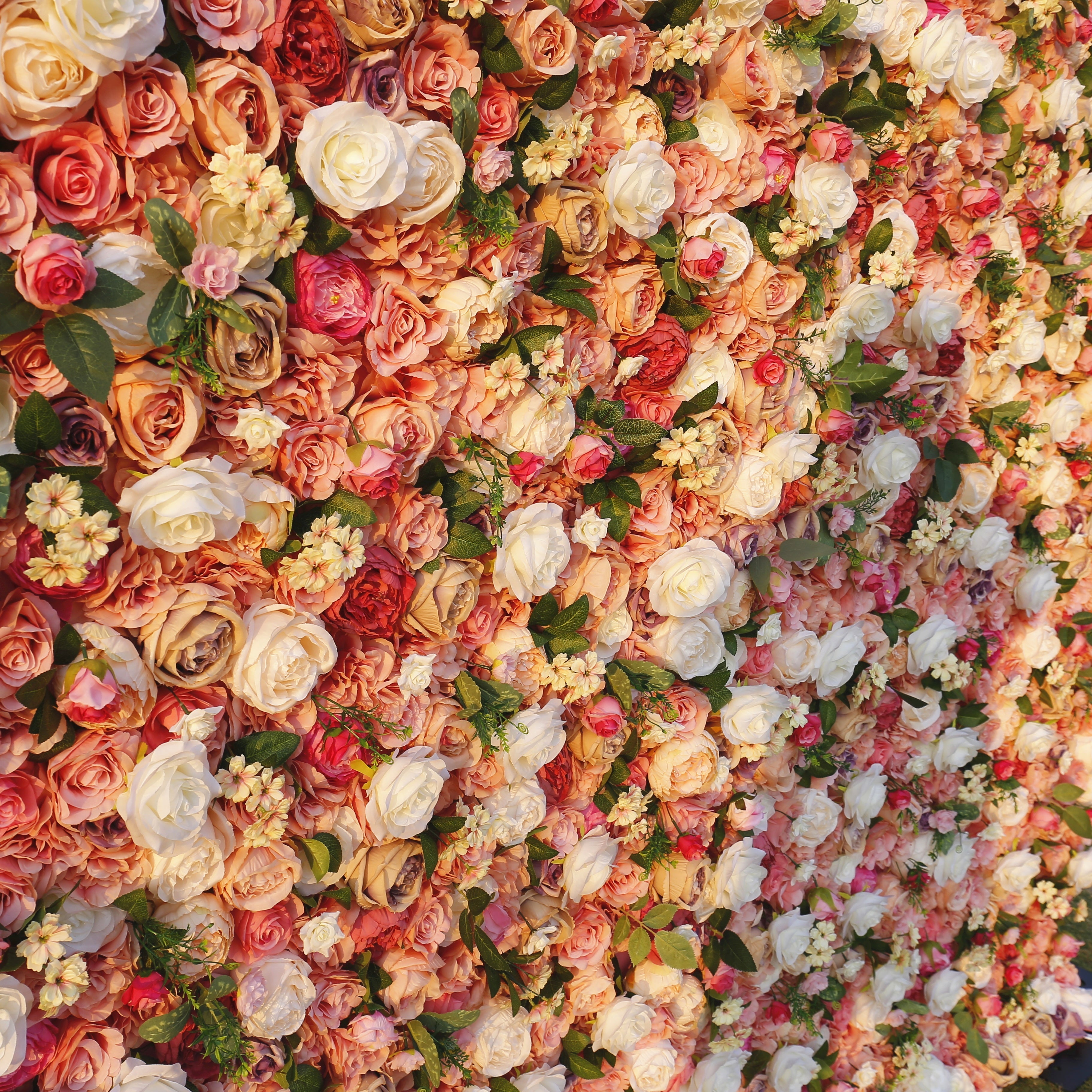 5D Warm Colored Silk Roses Artificial Roll Up Curtain Flower Wall ACFW-065