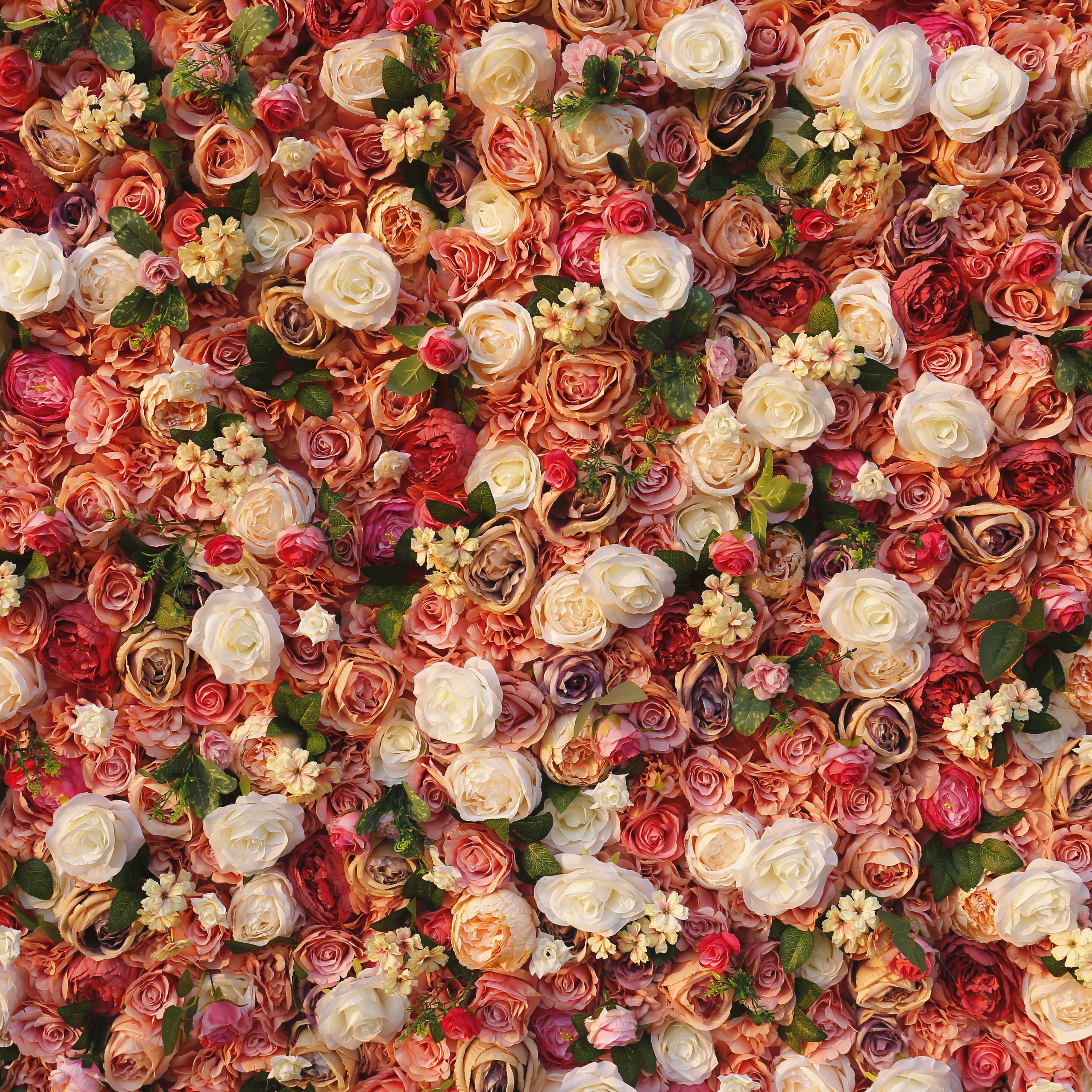 5D Warm Colored Silk Roses Artificial Roll Up Curtain Flower Wall ACFW-065