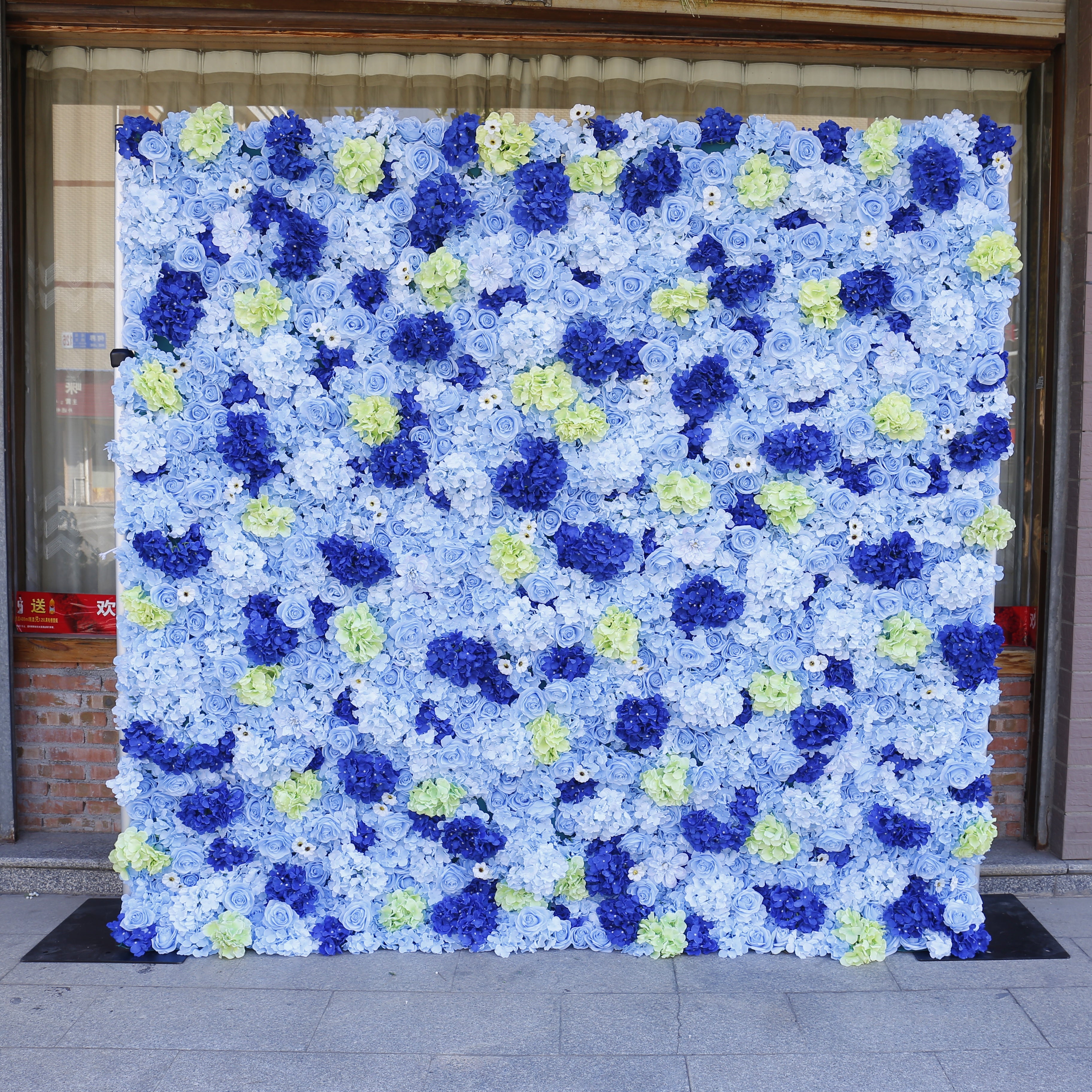 Blue Rose Fabric Hydrangea Simulated 5D Cloth Flower Wall ACFW-071