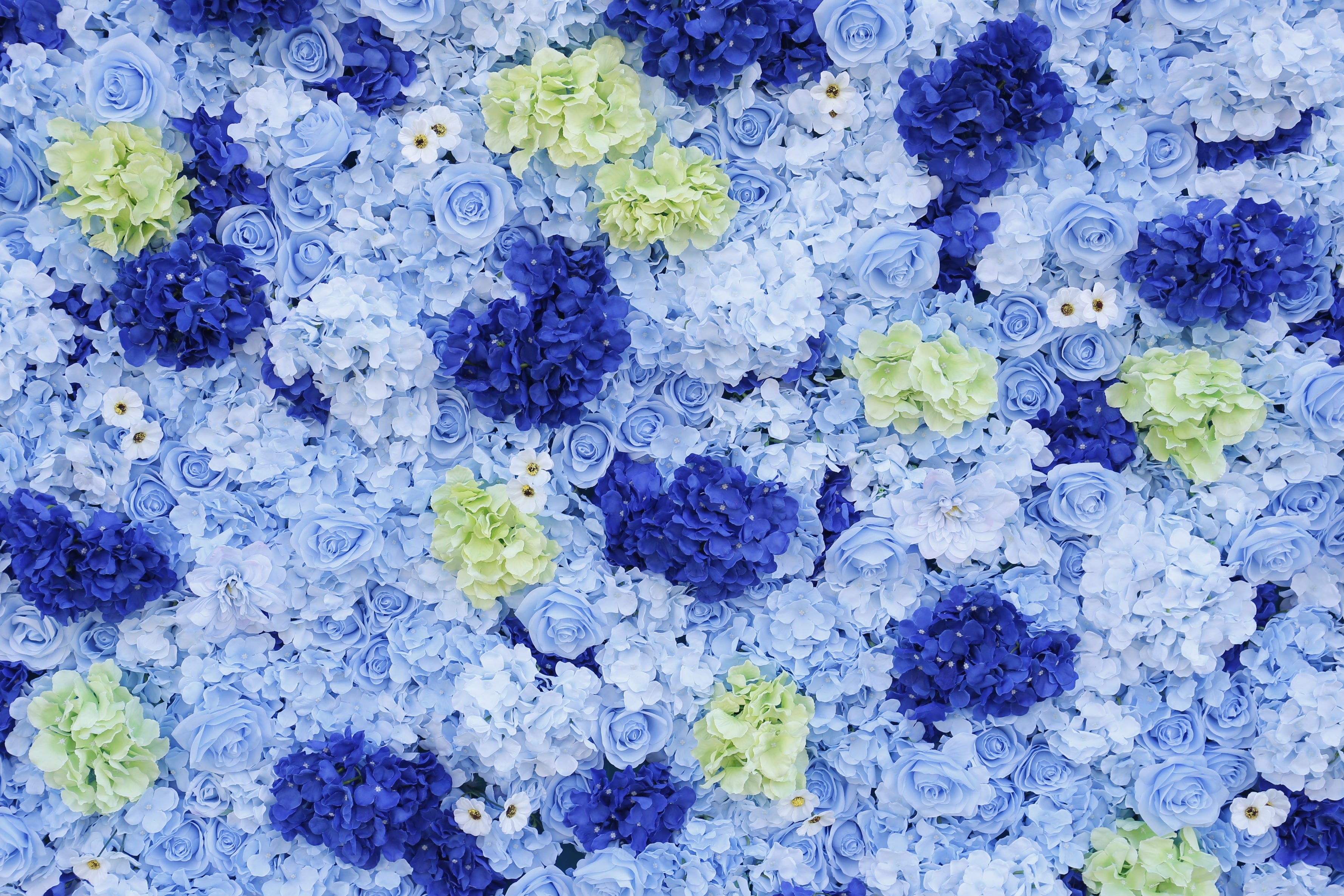 Blue Rose Hydrangea Simulated 5D Fabric Cloth Flower Wall ACFW-071