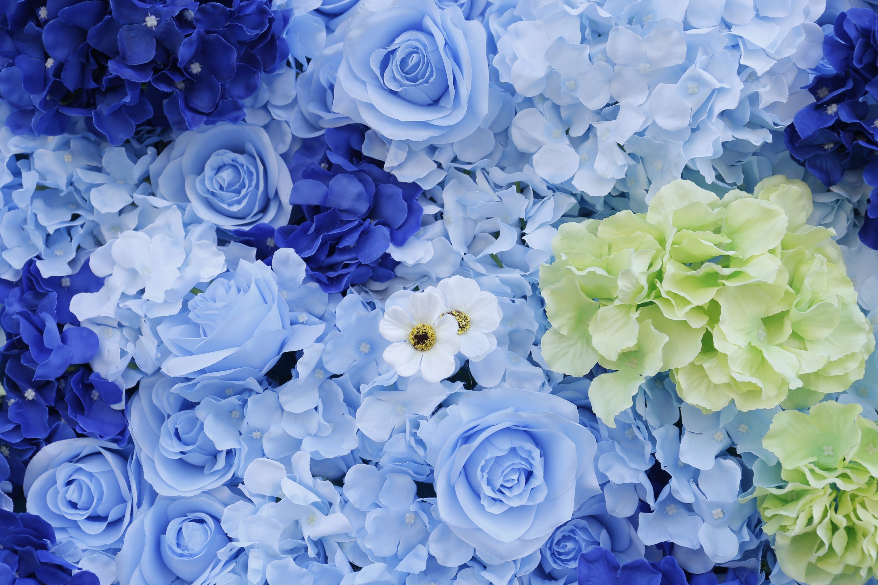 Blue Rose Hydrangea Simulated 5D Fabric Cloth Flower Wall ACFW-071