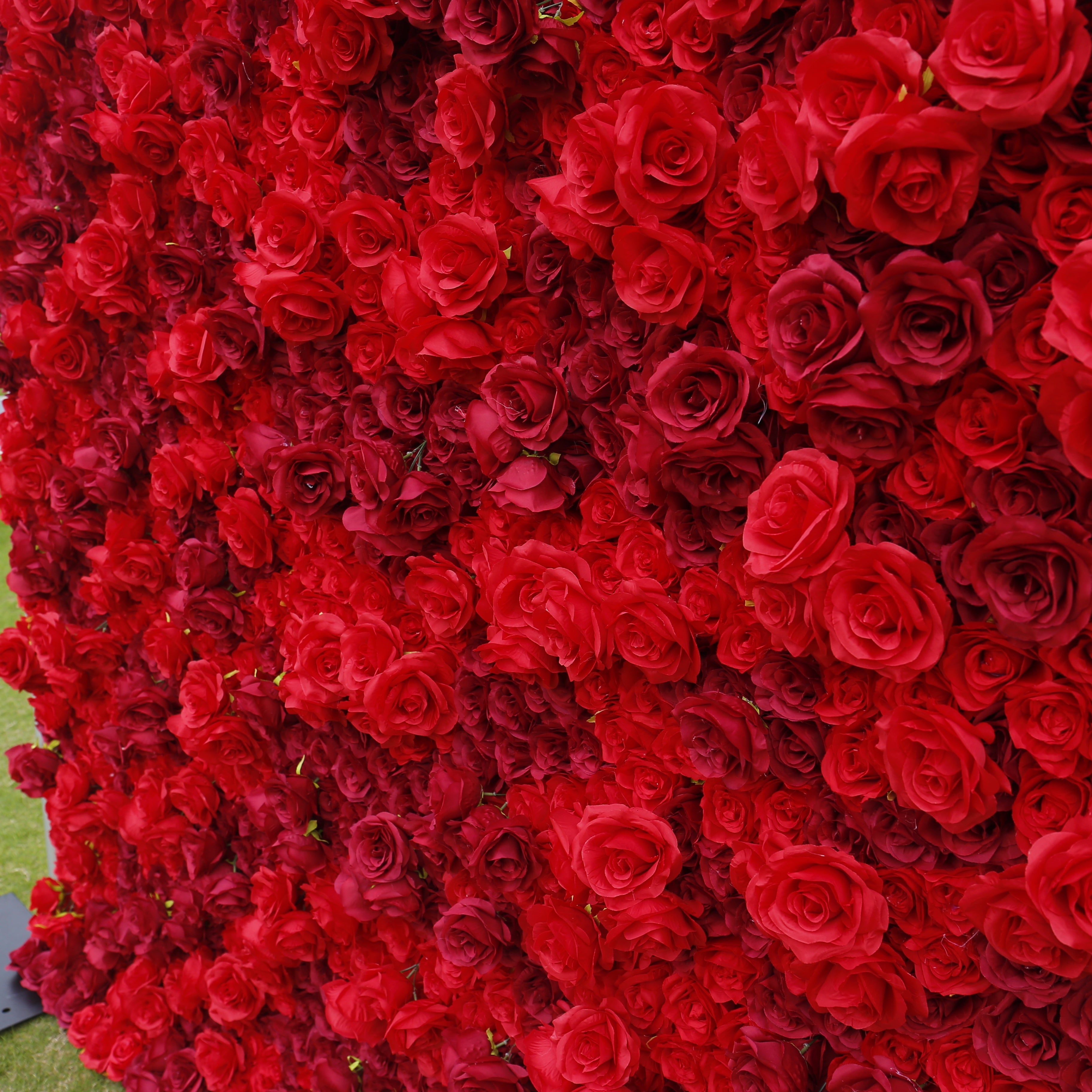 5D Full Red Fabric Rose Wedding Artificial Roll up Flower Wall ACFW-084