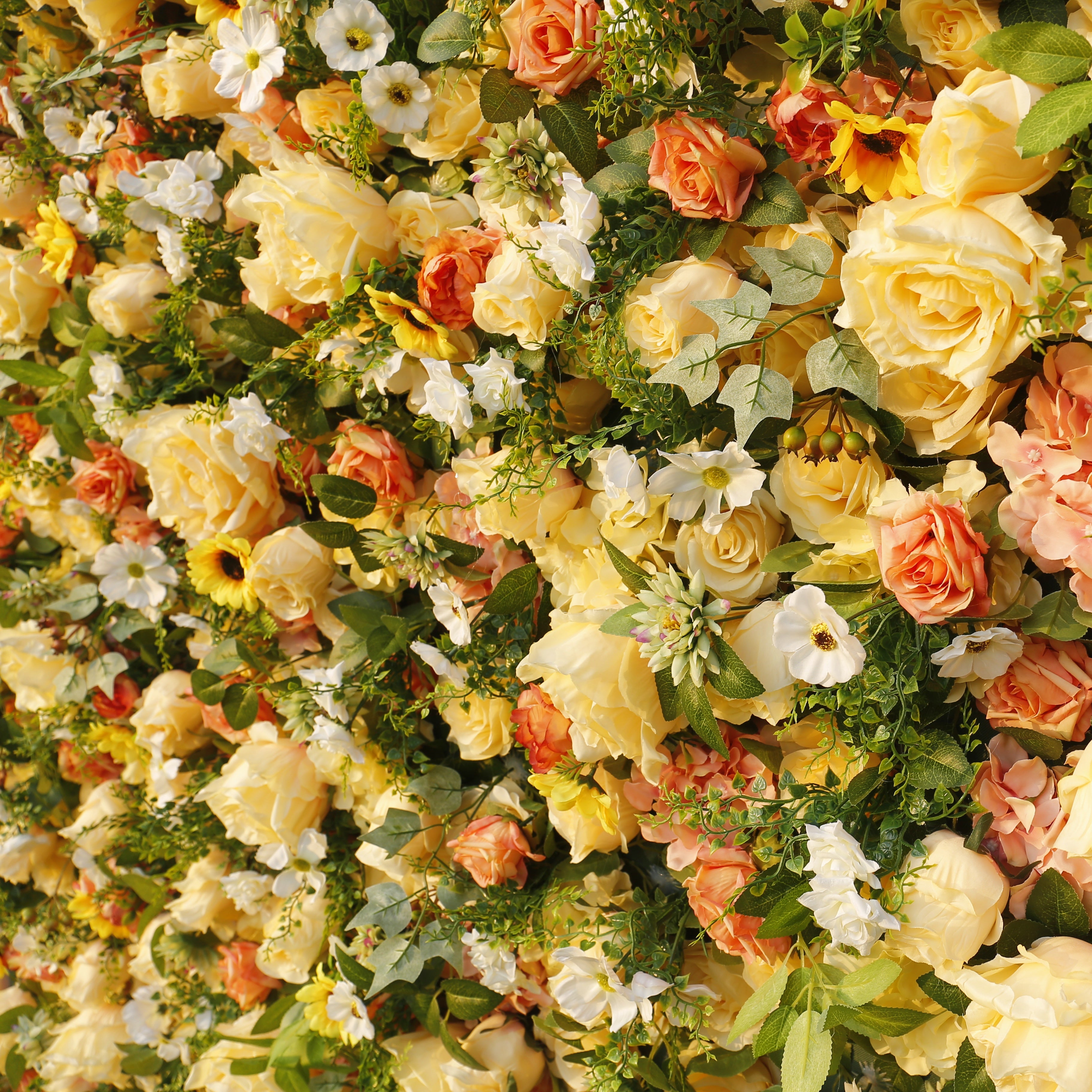 5D Silk Yellow Rose Sun Flowers Roll Up Artificial Flower Wall ACFW-087