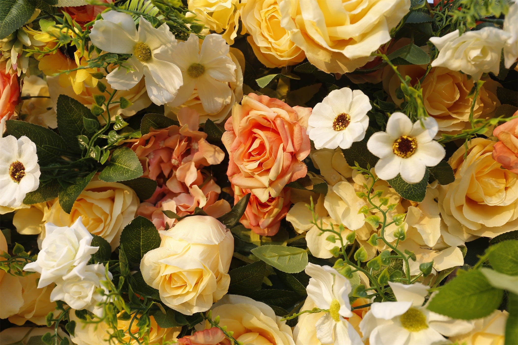 5D Silk Yellow Rose Sun Flowers Roll Up Artificial Flower Wall ACFW-087