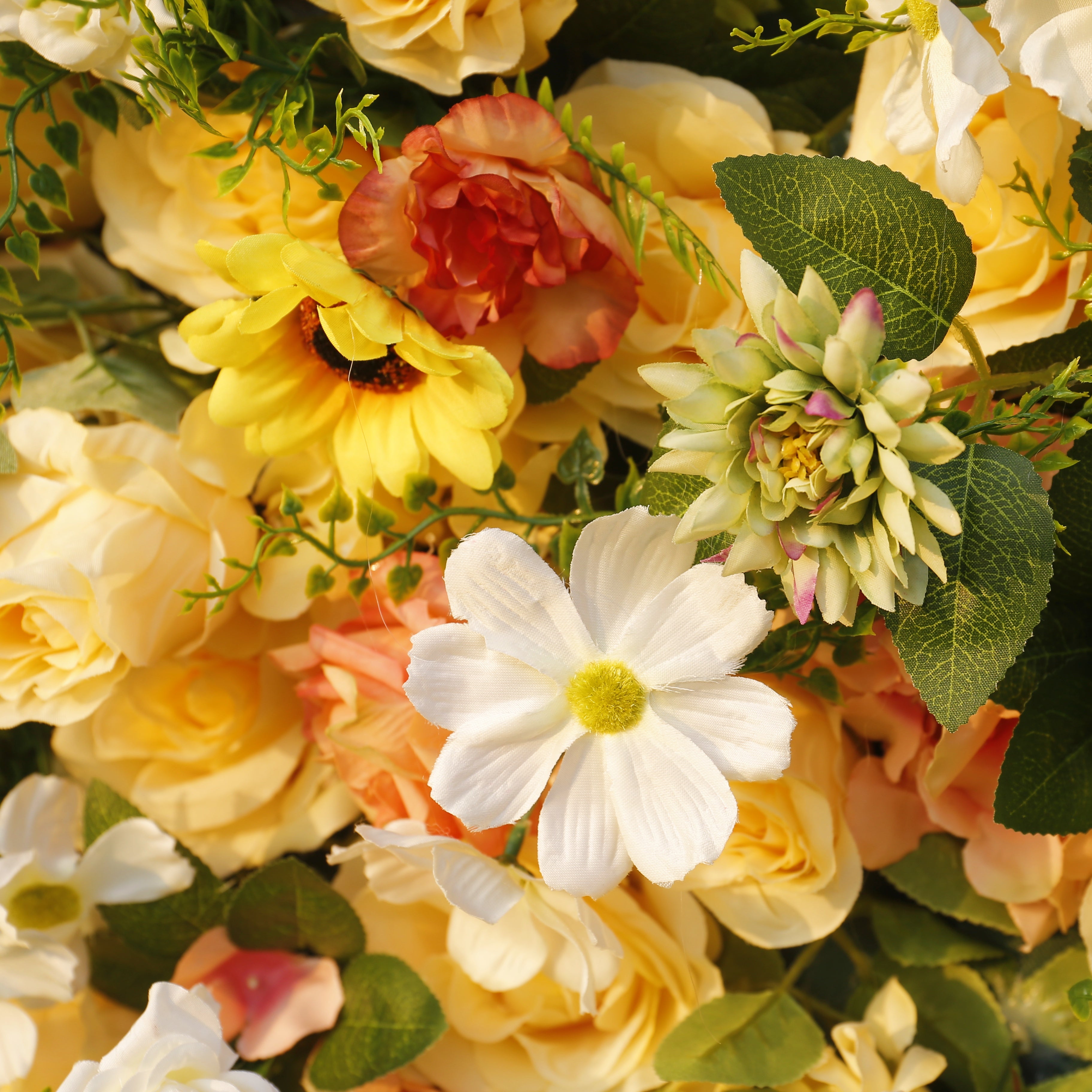 5D Silk Yellow Rose Sun Flowers Roll Up Artificial Flower Wall ACFW-087