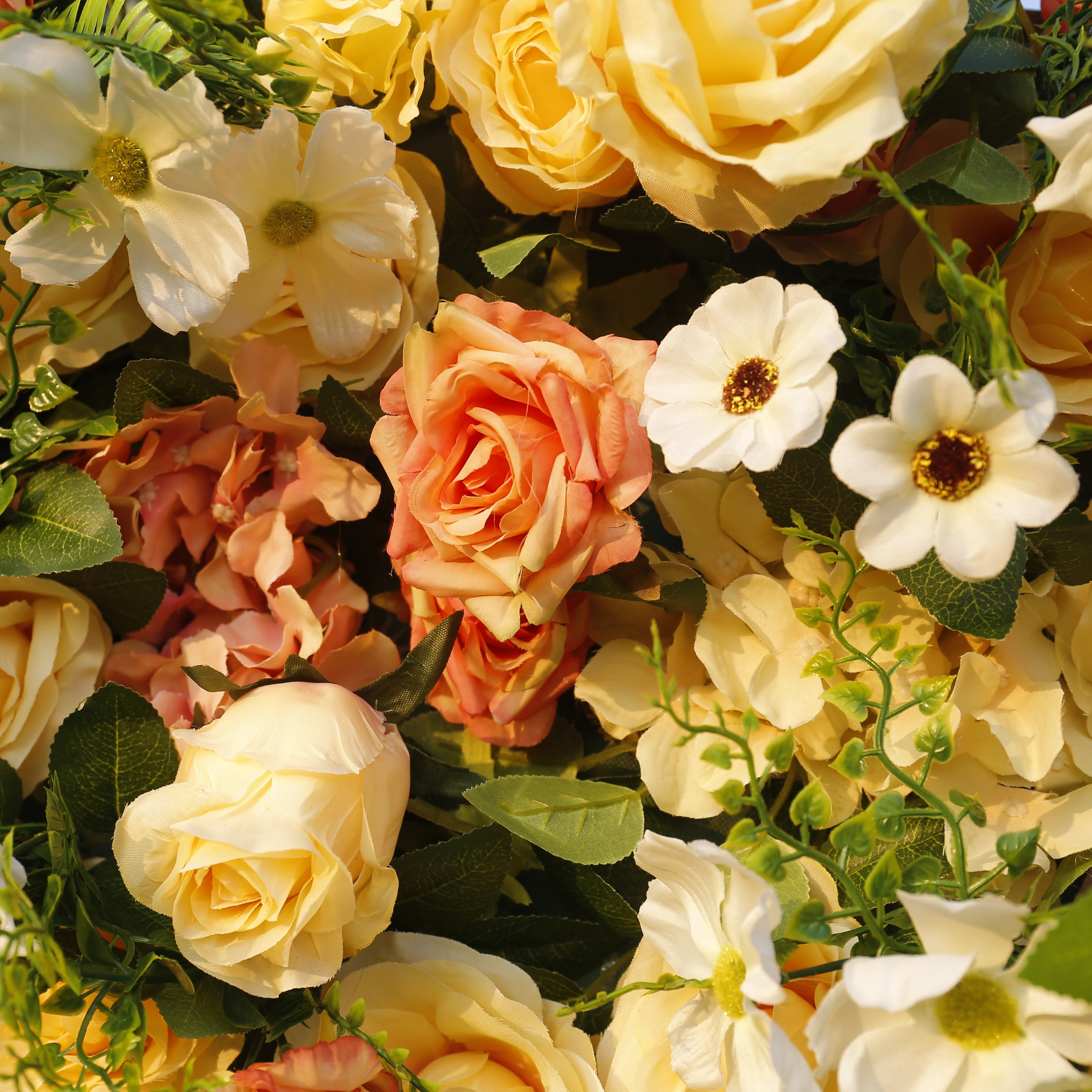 5D Silk Yellow Rose Sun Flowers Roll Up Artificial Flower Wall ACFW-087