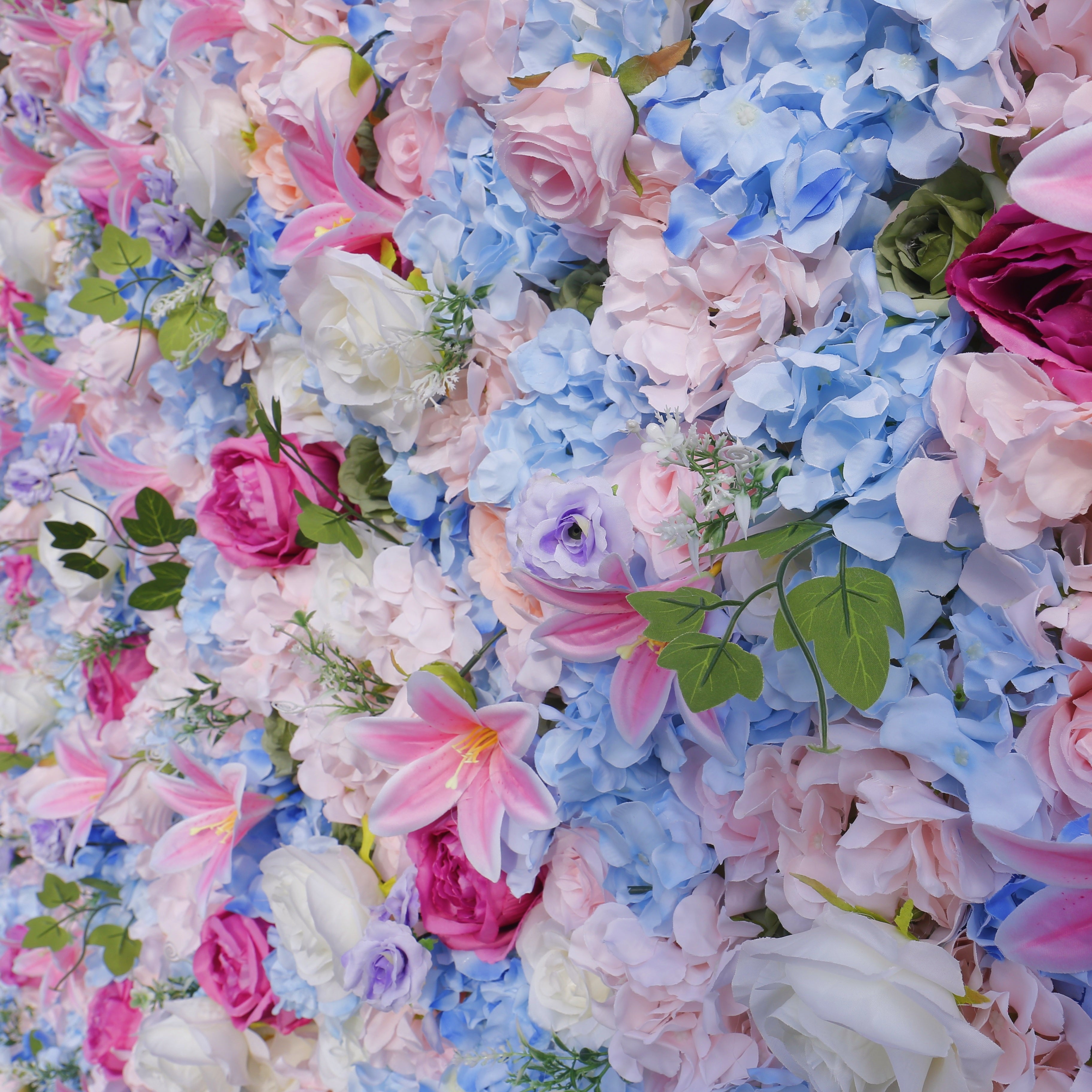 Blue Pink Mixed Fabric Flowers Colorful Artificial Flower Wall ACFW-090