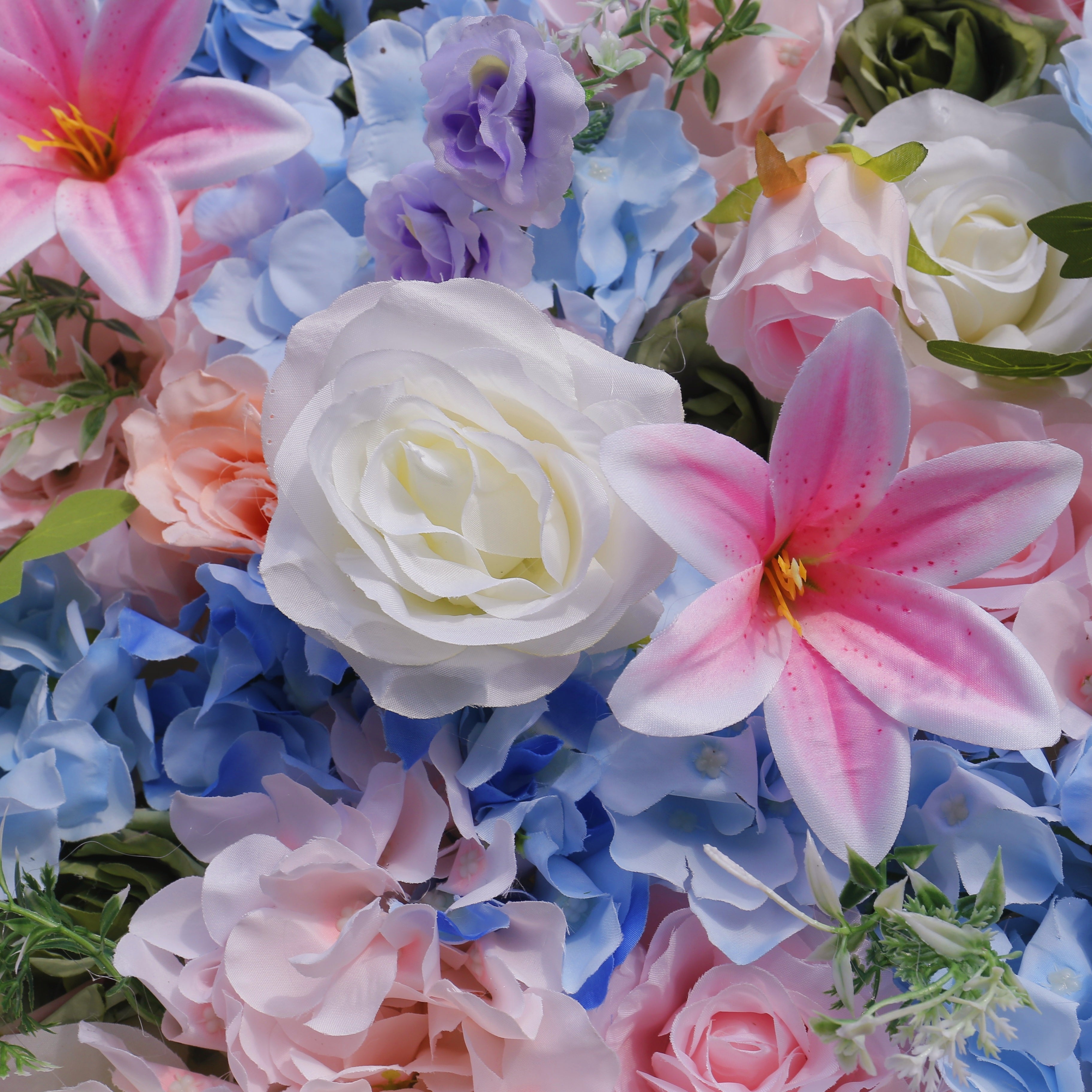 Blue Pink Mixed Fabric Flowers Colorful Artificial Flower Wall ACFW-090