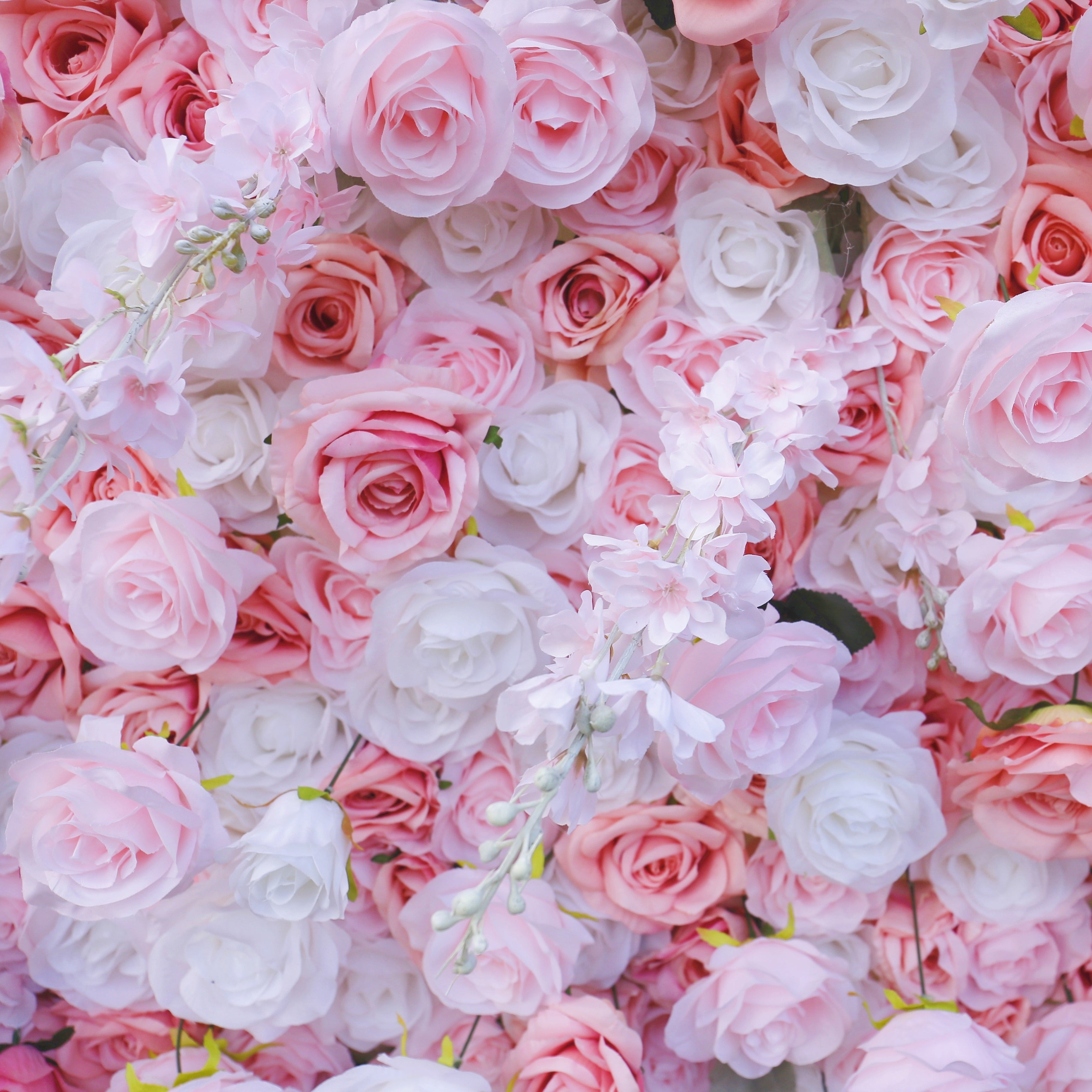 5D Fabric Pink and White Rose Artificial Romantic Flower Wall ACFW-102