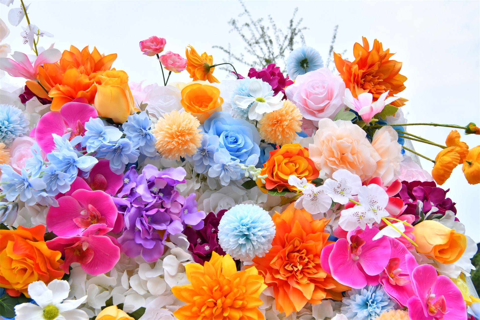 5D Colorful Mixed Flowers Artificial Cloth Floral Wall Backdrop ACFW-120