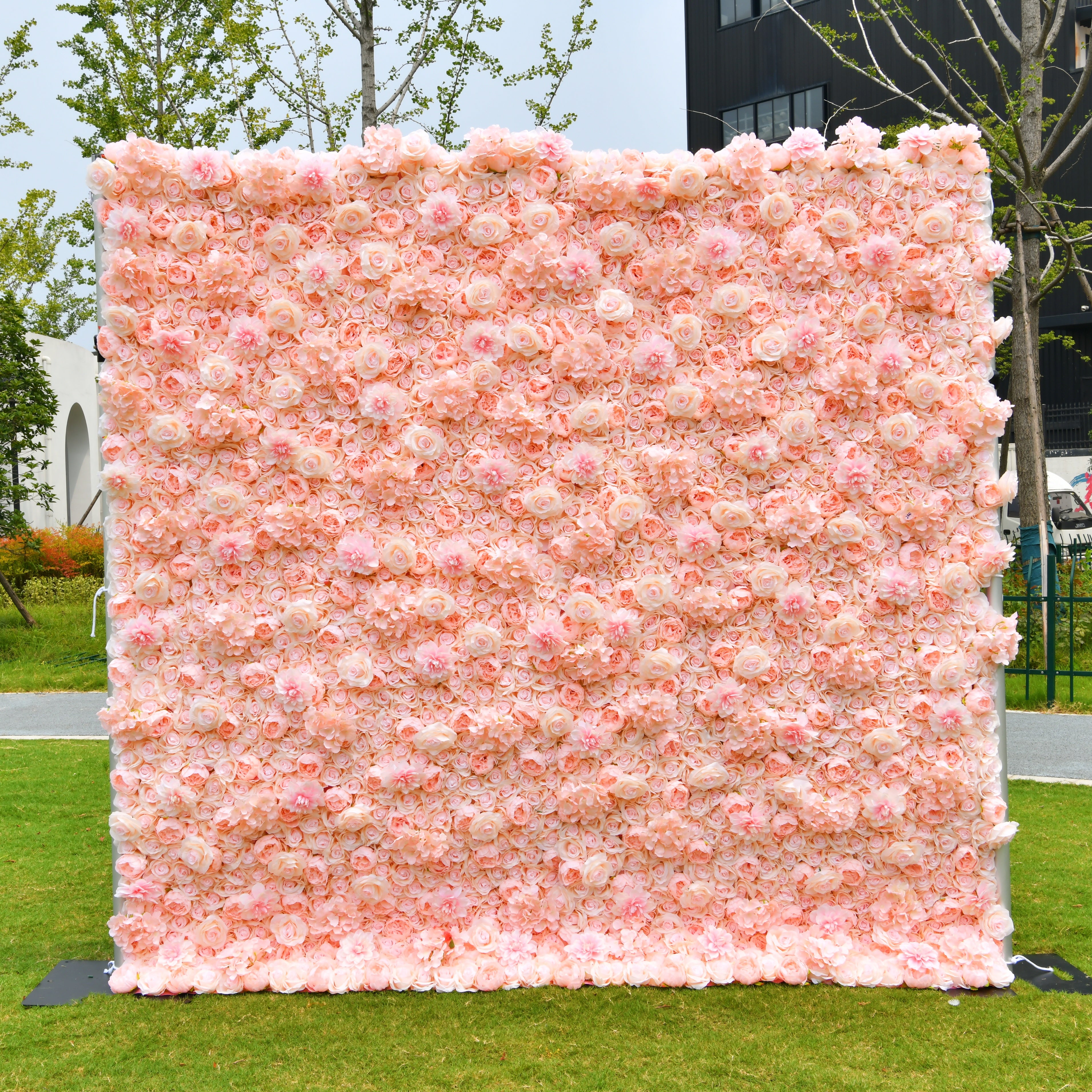 Silk Hydrangea Rose Pink 3D Artificial Flower Wall Backdrop ACFW-121