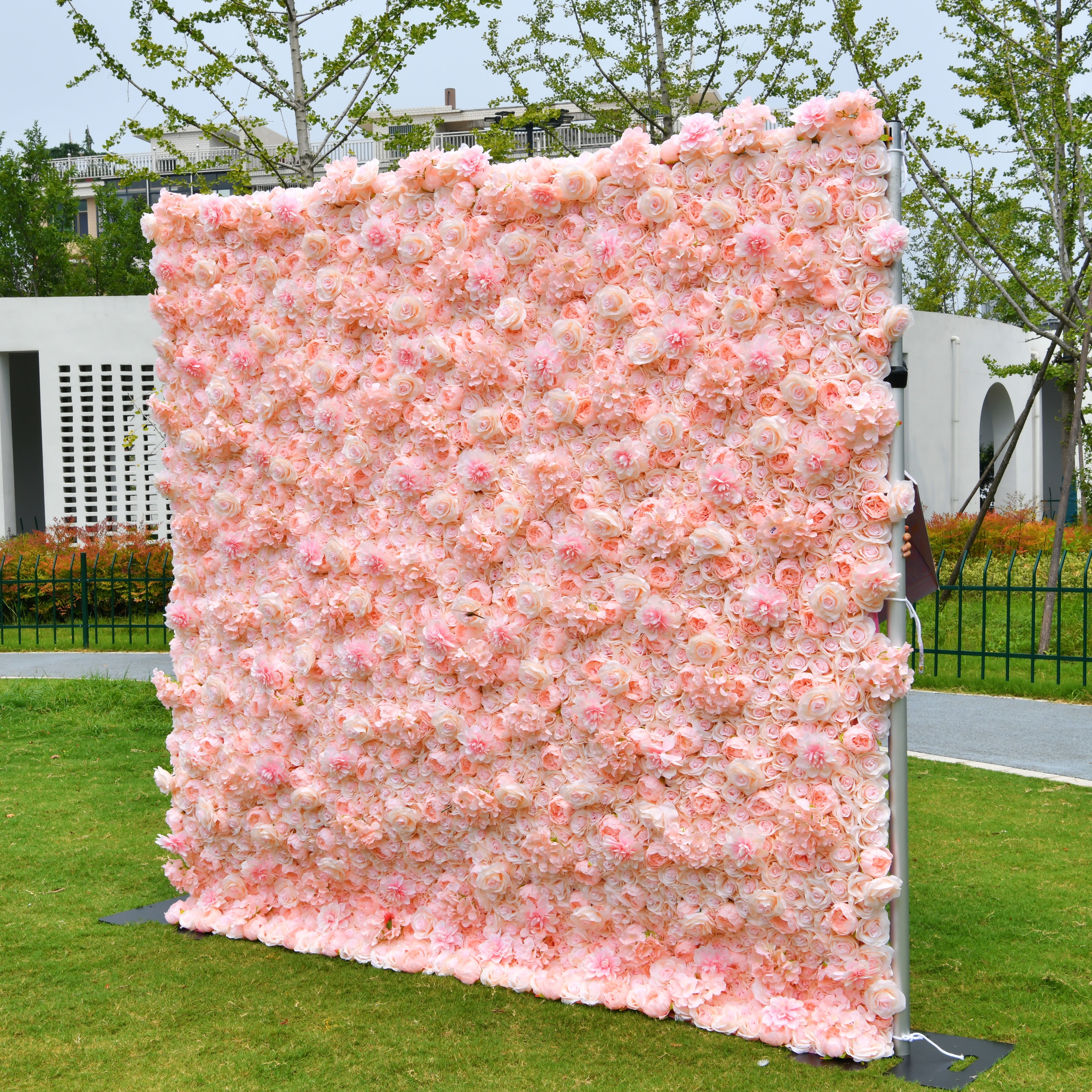 Silk Hydrangea Rose Pink 3D Artificial Flower Wall Backdrop ACFW-121