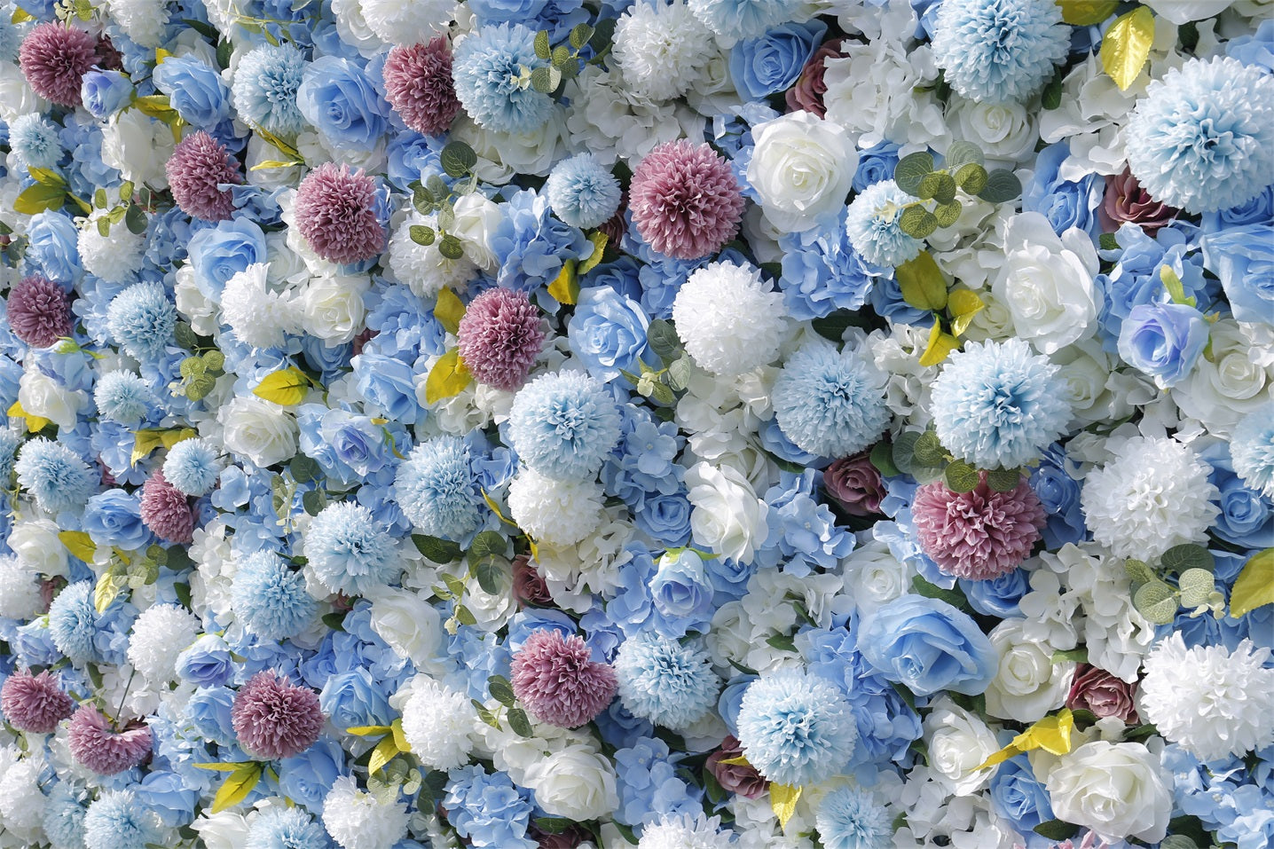 5D Blue Rose With Lovely Pompon Roll Up Curtain Flower Wall ACFW-124