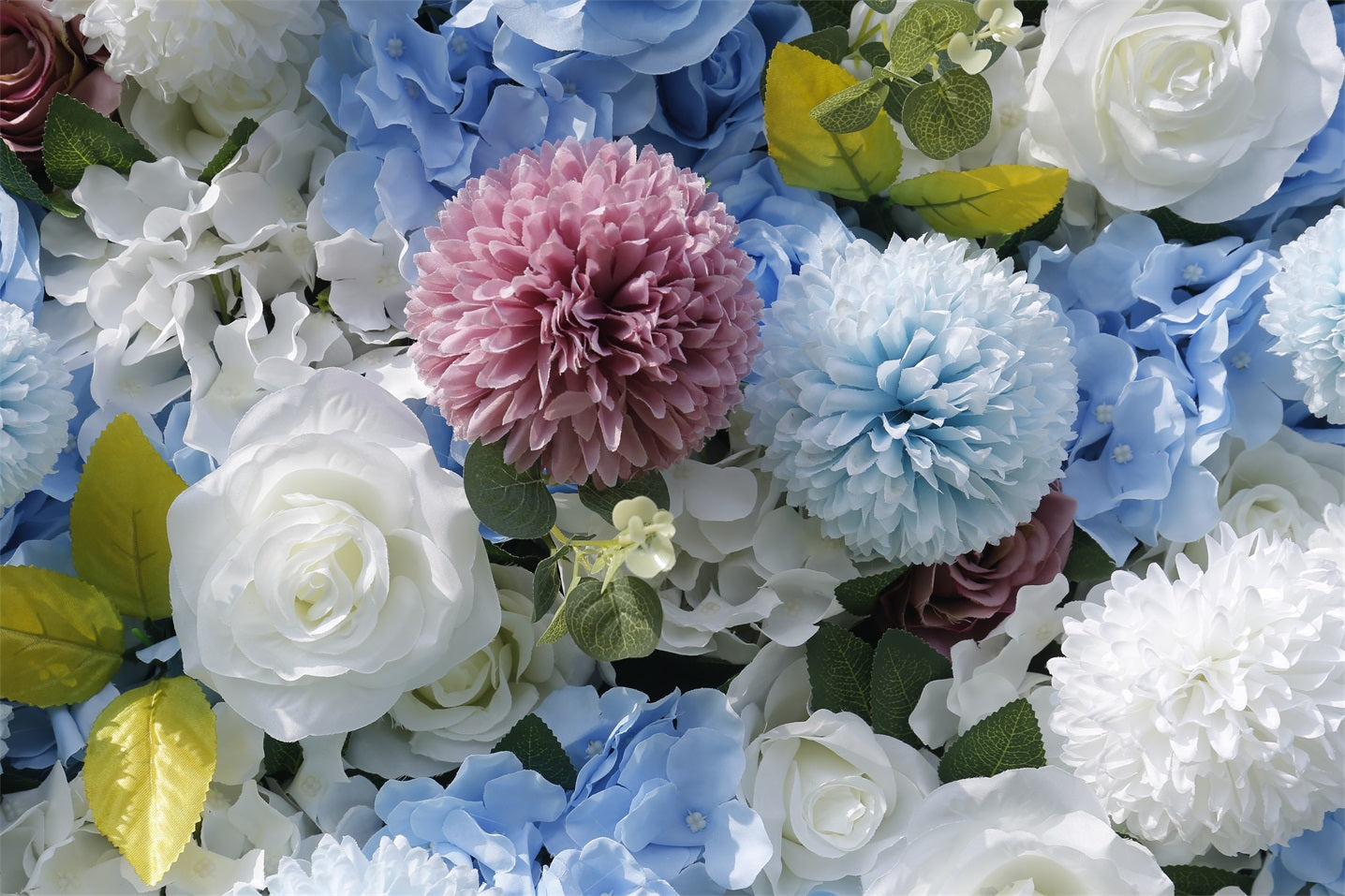 5D Blue Rose With Lovely Pompon Roll Up Curtain Flower Wall ACFW-124