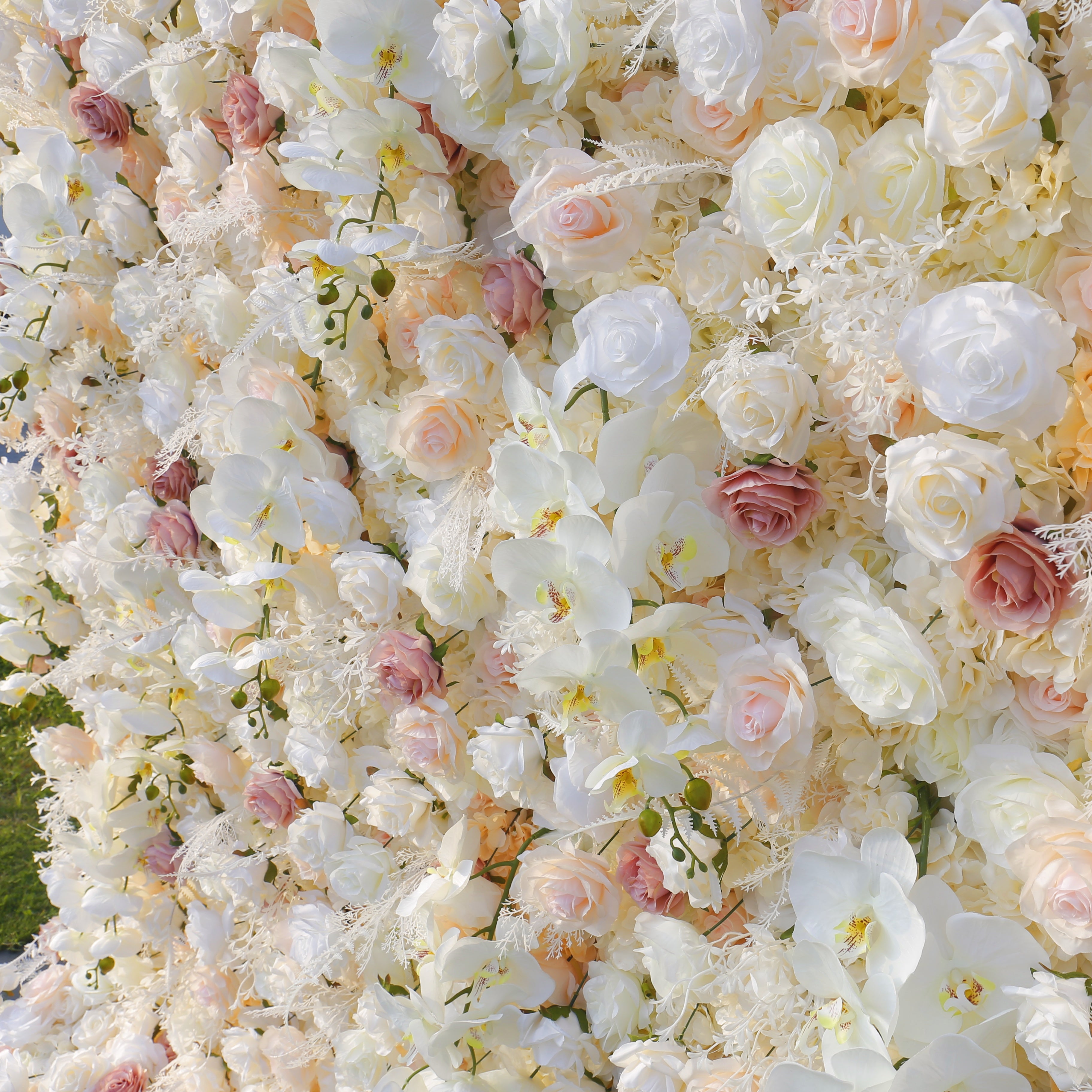 White Pink 5D Fabric Roll Up Flower Wall Backdrop Wedding Decor ACFW-125