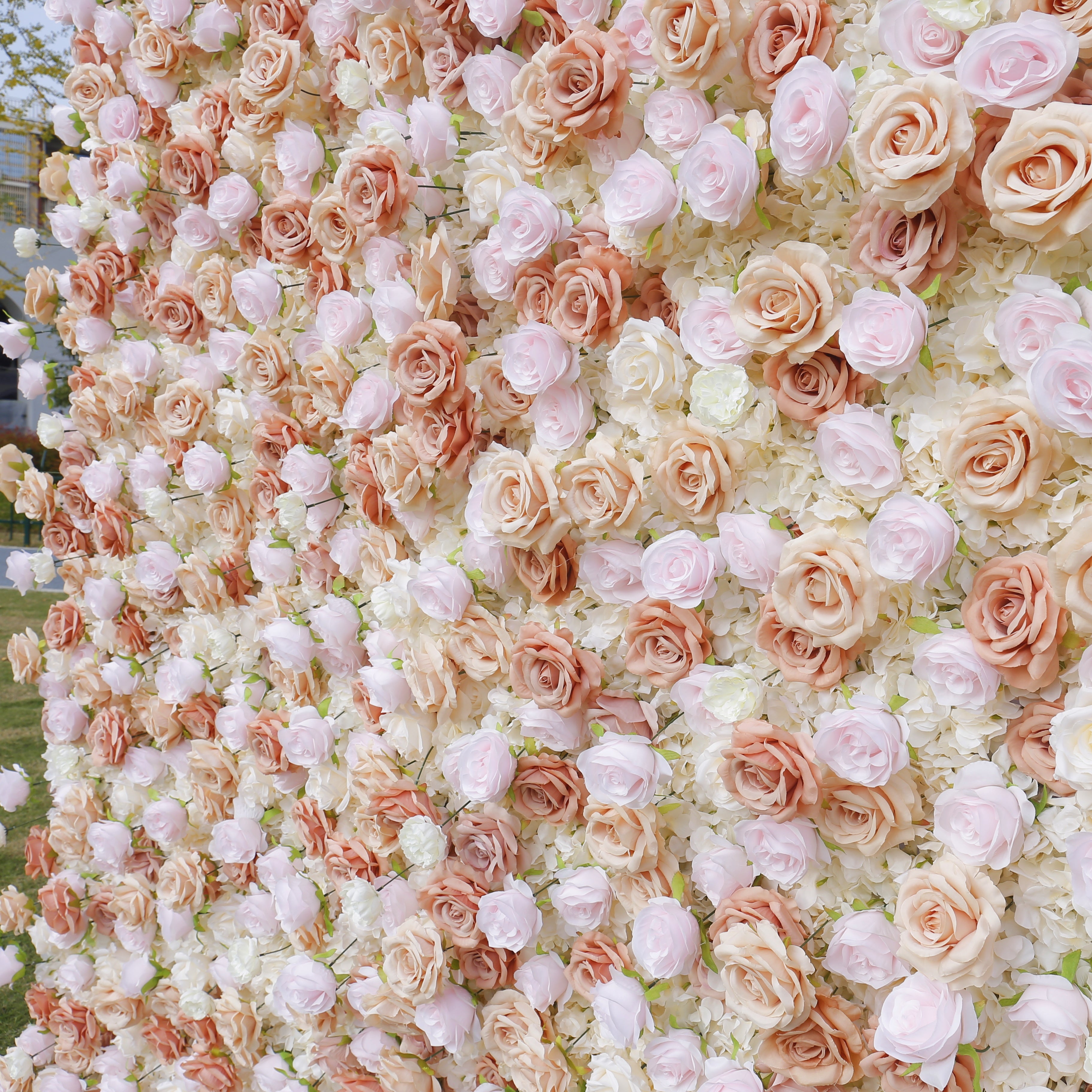 Pink White Roses Fabric Flower Wall for Party Decor ACFW-131
