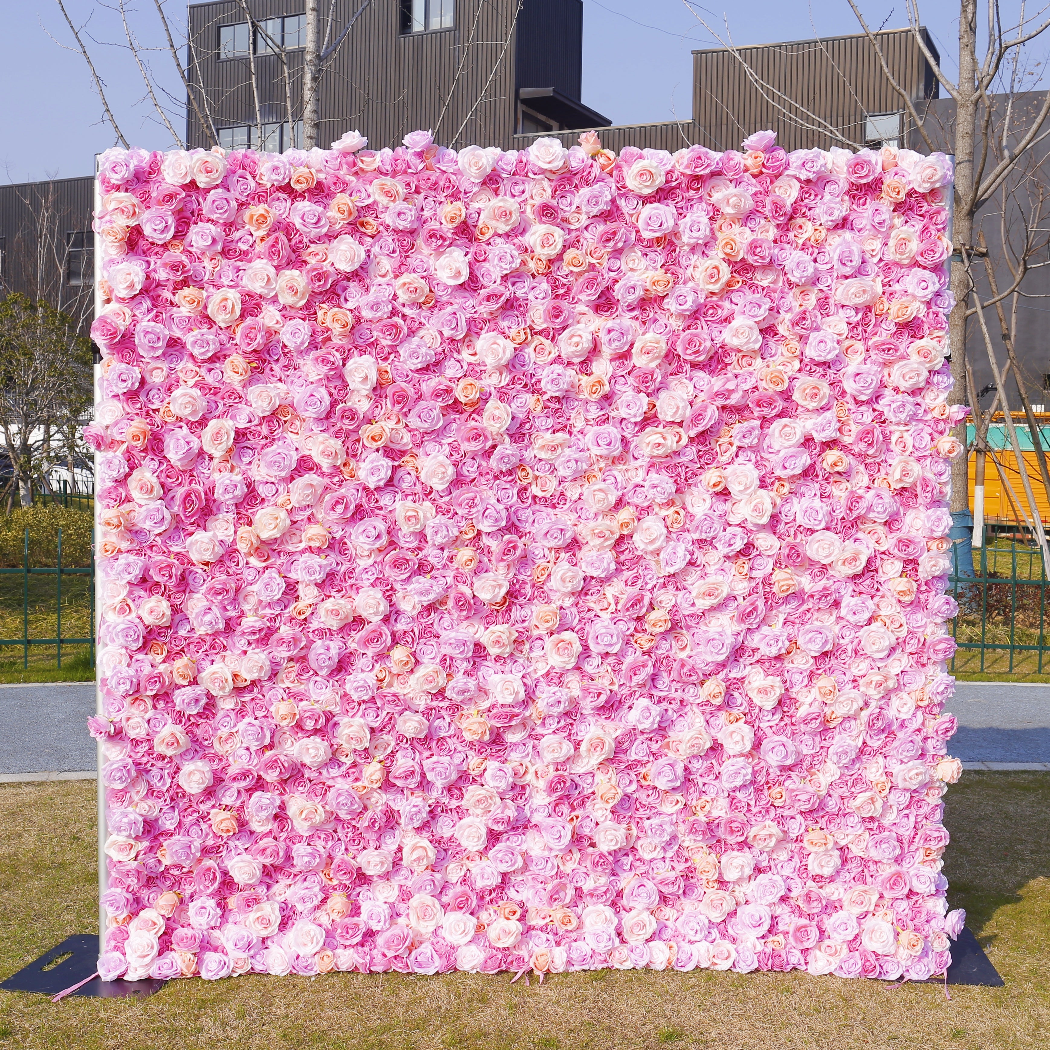 8ft Pink Roses Fabric 5D Flower Wall for Wedding Birthday Party ACFW-143