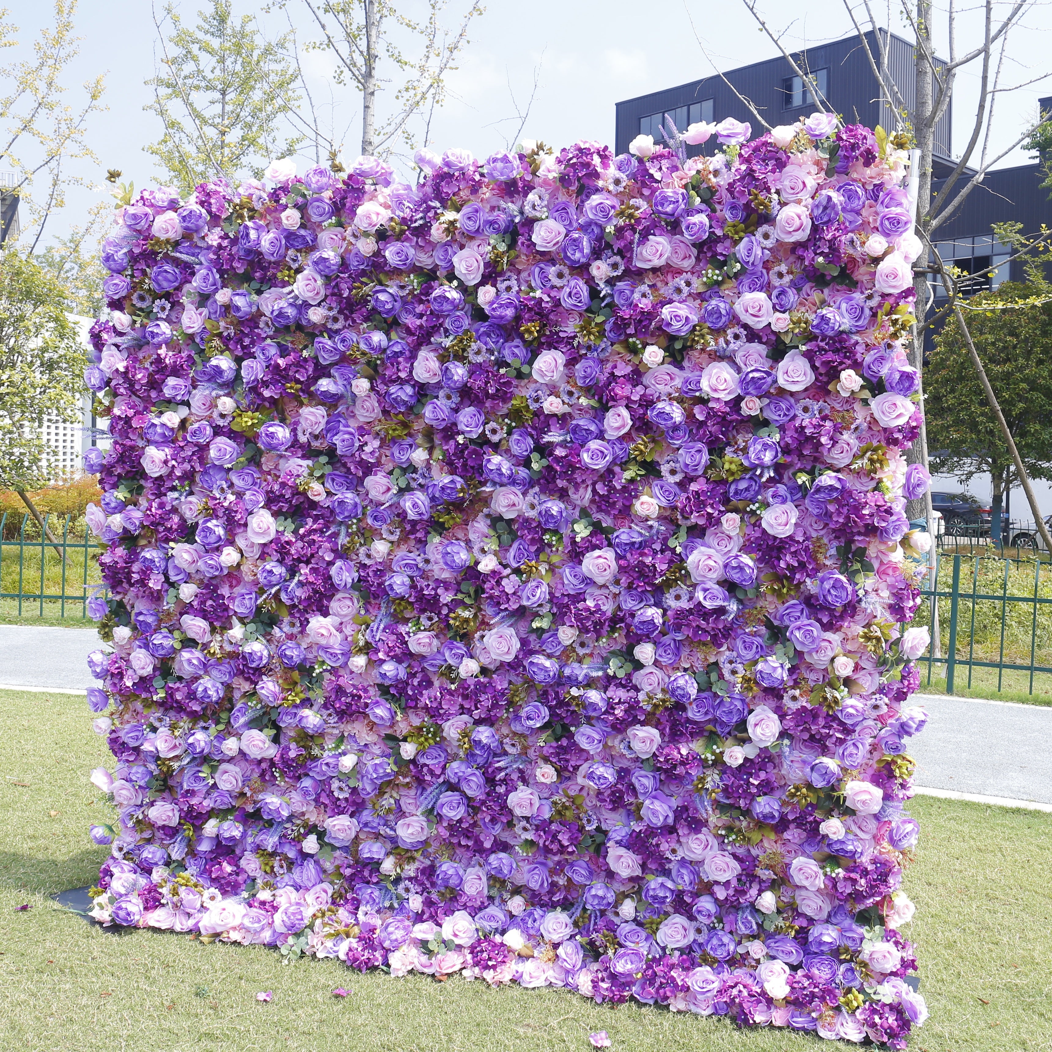 Handmade Artificial Cloth Purple Silk Flower Wall Event Decor ACFW-148